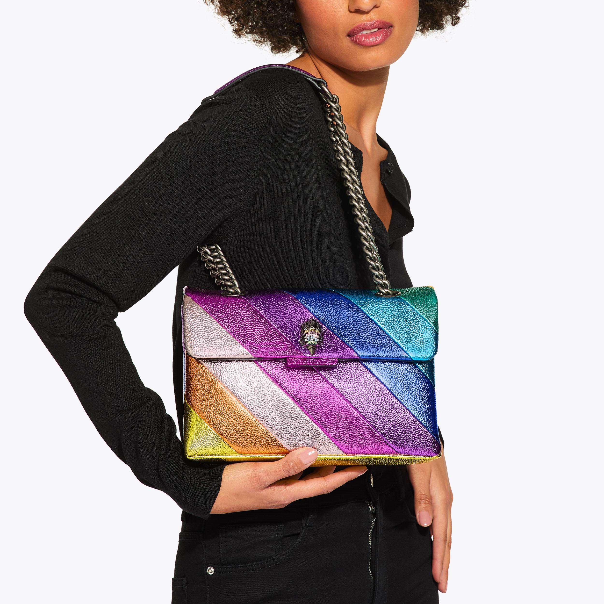 LEATHER KENSINGTON BAG Leather Rainbow Metallic Shoulder Purse by KURT