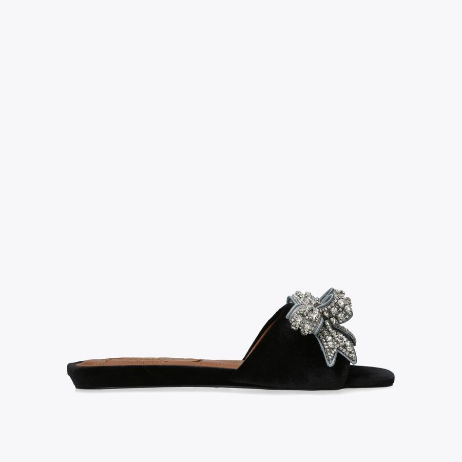 Kurt geiger black flat sandals on sale