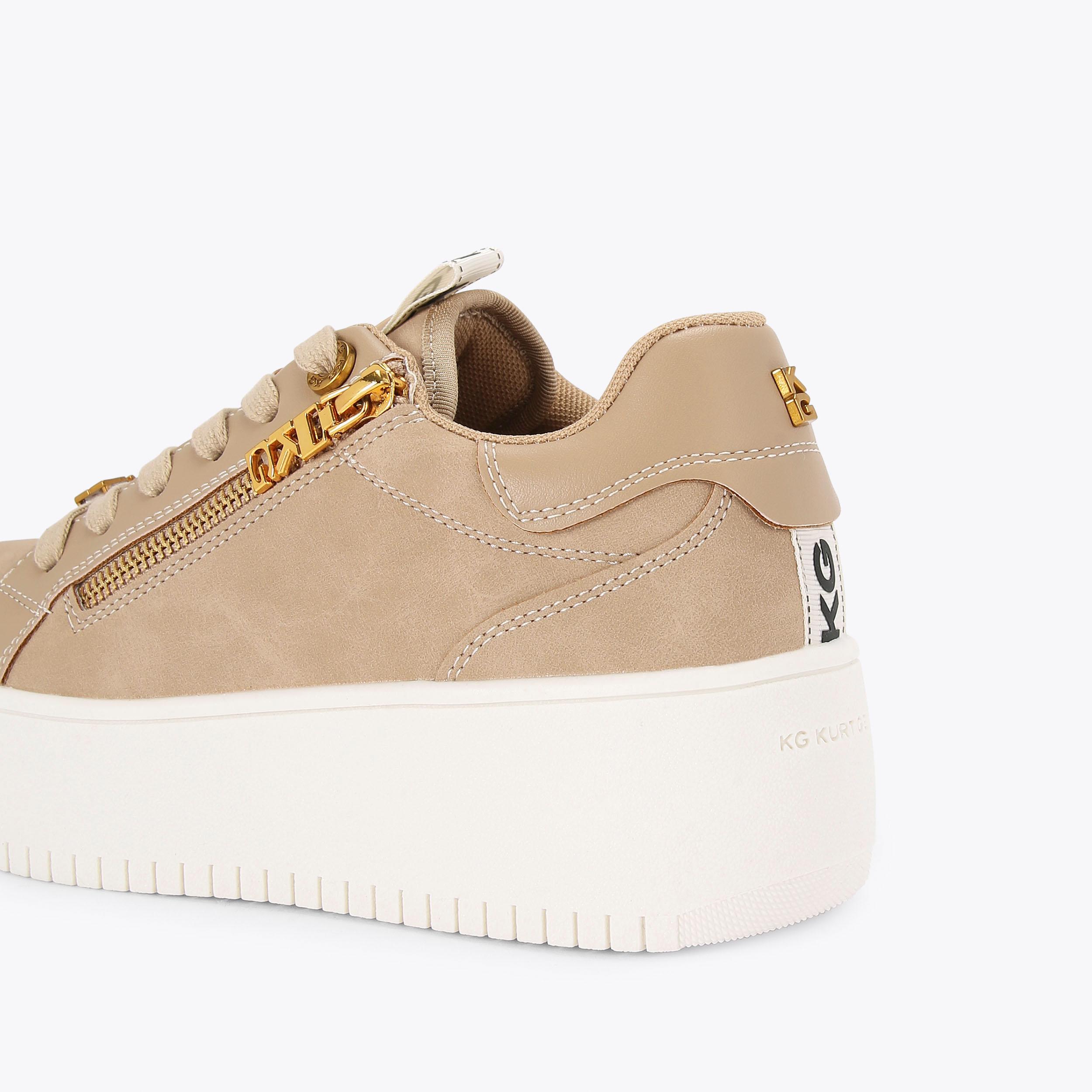 LESLIE SIDE ZIP Camel Zip Sneaker by KG KURT GEIGER