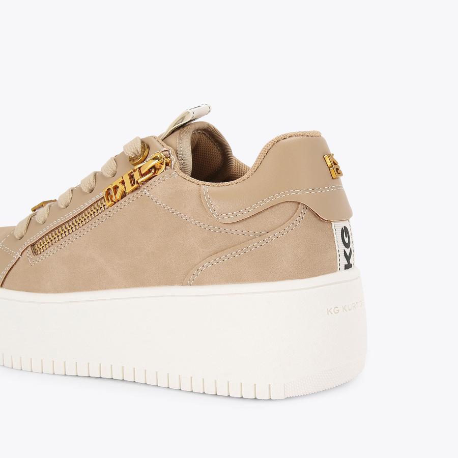 LESLIE SIDE ZIP Camel Zip Sneaker by KG KURT GEIGER