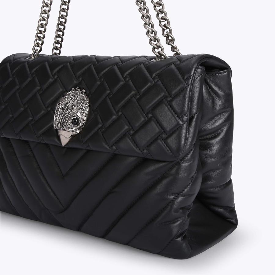 LTHR XXL KENSINGTON BAG Black Quilted Leather Purse by KURT GEIGER LONDON