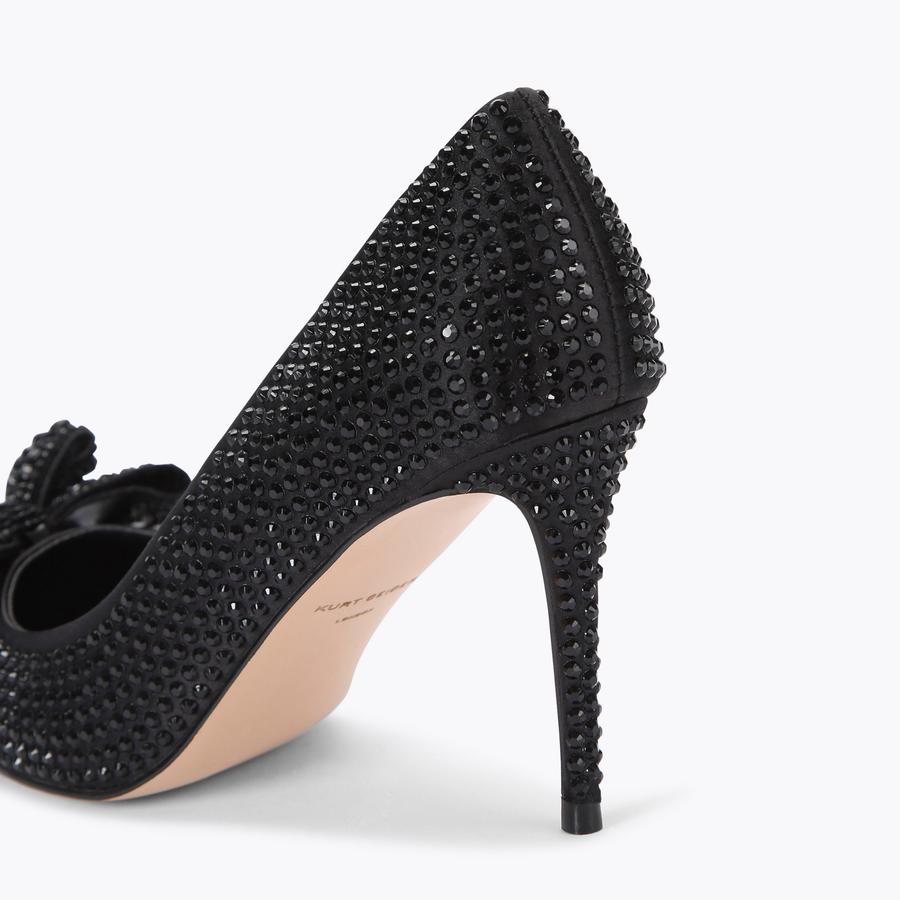 BELGRAVIA CRYSTAL BOW DRC Black Crystal Court Heels by KURT GEIGER LONDON
