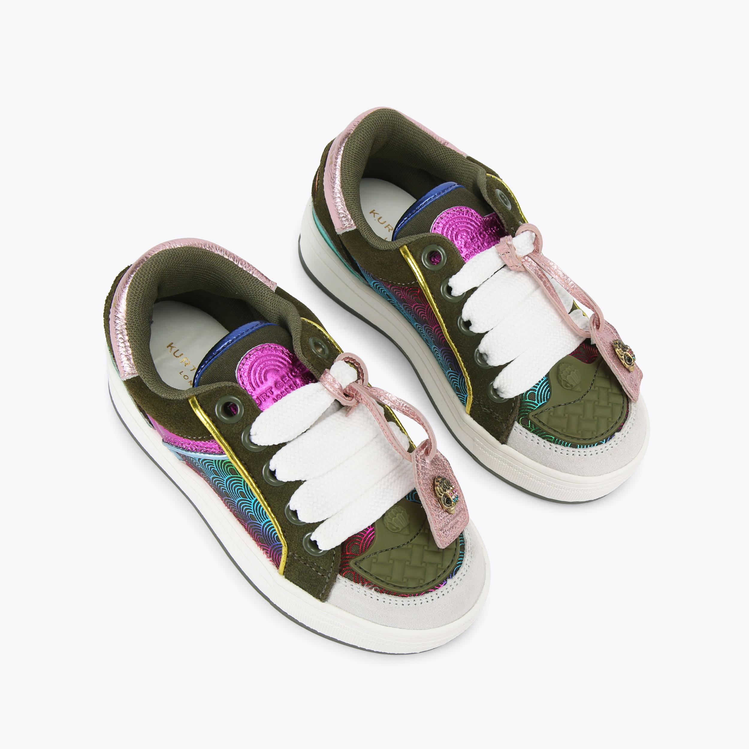 MINI SOUTHBANK TAG Green Suede Lace Up Sneaker by KURT GEIGER LONDON