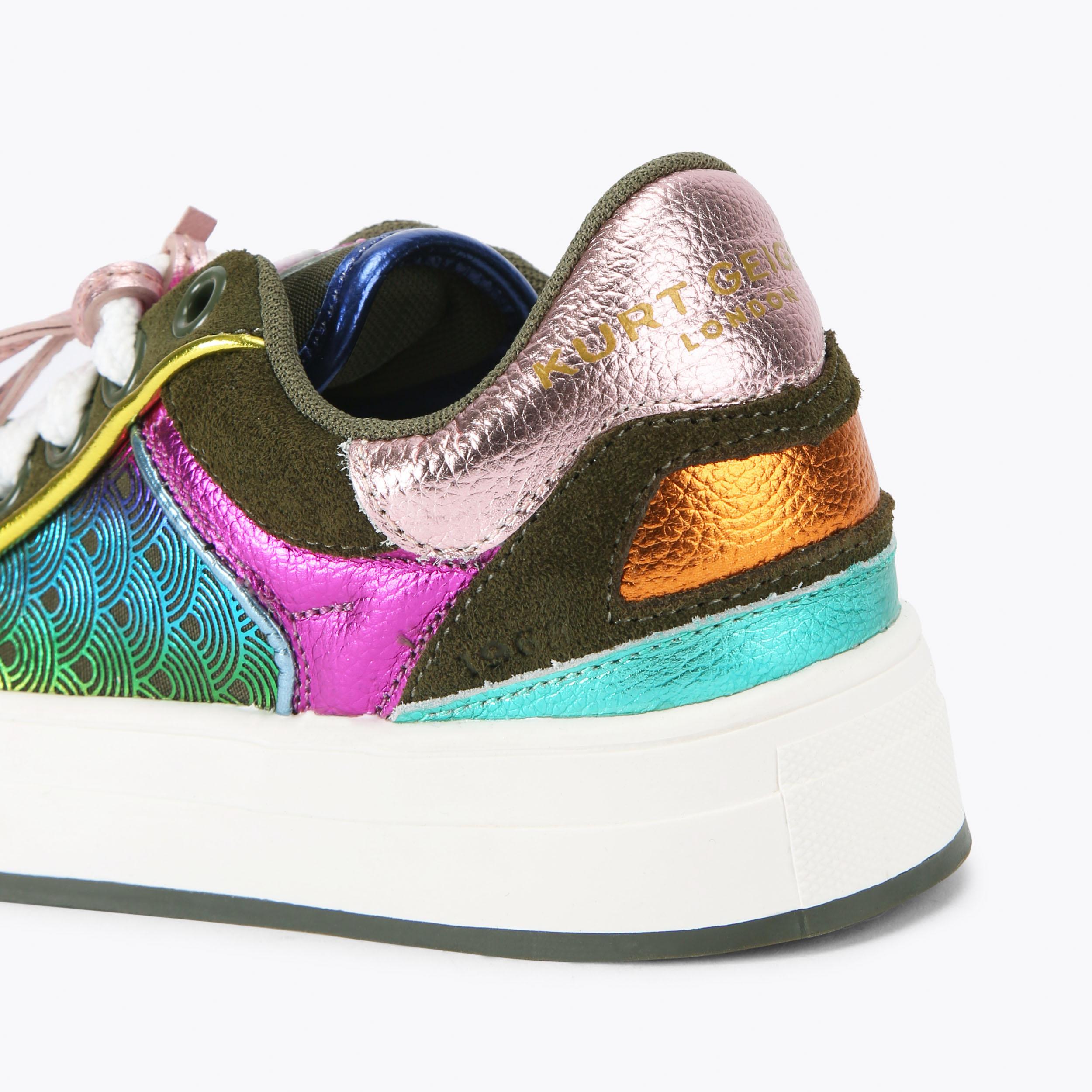 MINI SOUTHBANK TAG Green Suede Lace Up Sneaker by KURT GEIGER LONDON