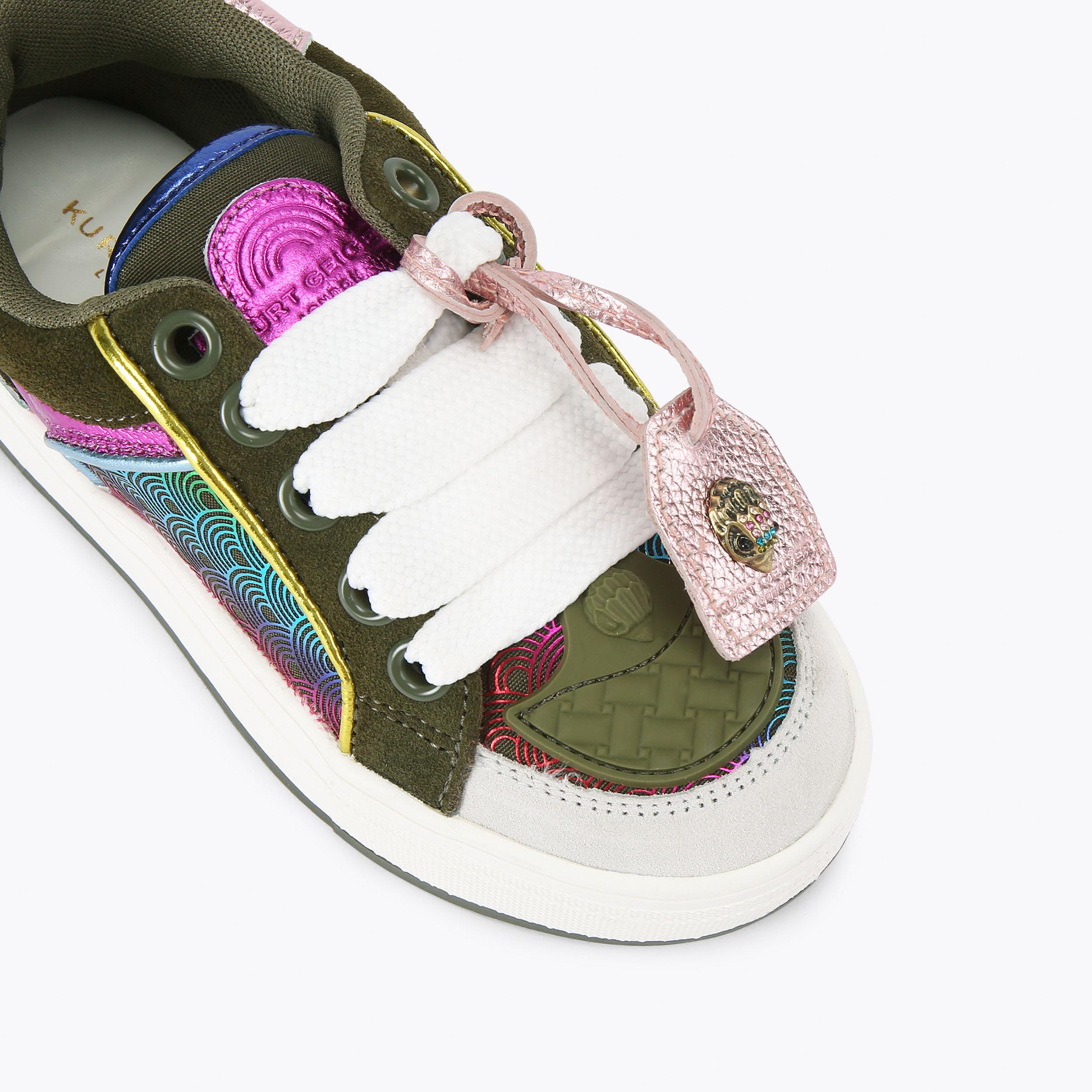 MINI SOUTHBANK TAG Green Suede Lace Up Sneaker by KURT GEIGER LONDON