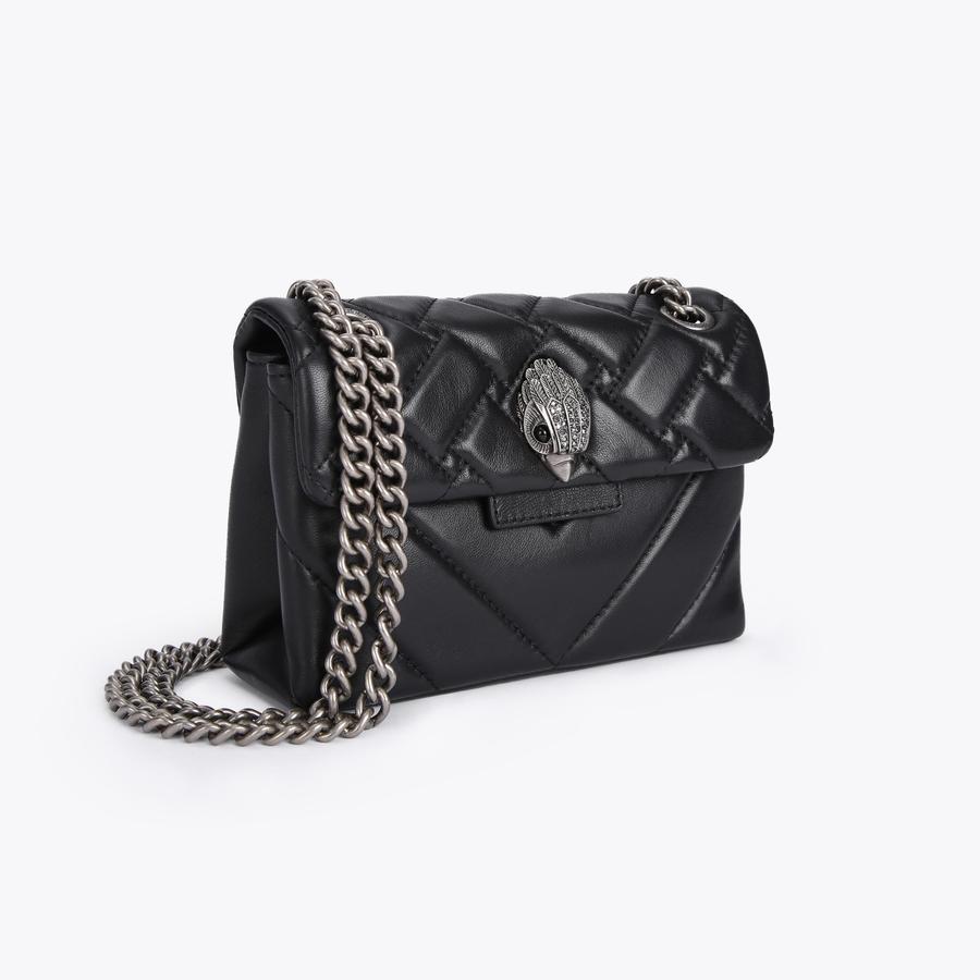 MINI KENSINGTON X BAG Black Quilted Leather Mini Purse by KURT GEIGER LONDON