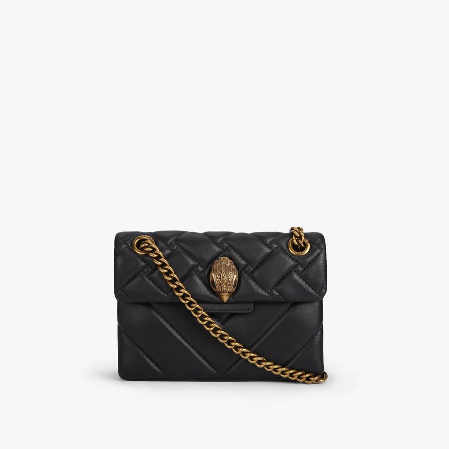 MINI KENSINGTON X BAG Black Quilted Leather Mini Purse by KURT GEIGER LONDON