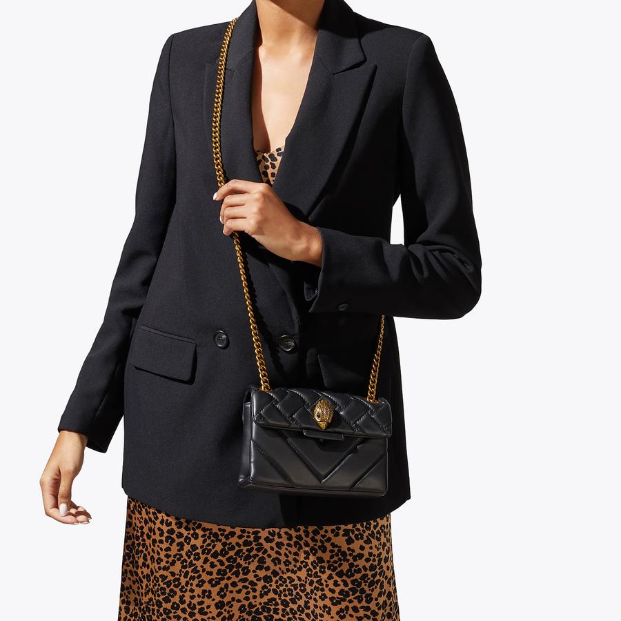 MINI KENSINGTON X BAG Black Quilted Leather Mini Purse by KURT GEIGER LONDON