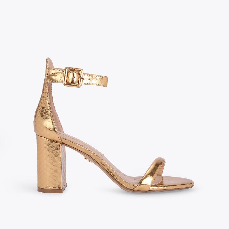 Gold leather sandals heels hotsell