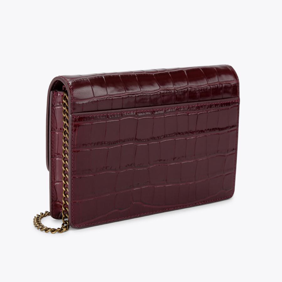 EXTRA MINI SHOREDITCH Wine Croc Embossed Cross Body by KURT GEIGER LONDON