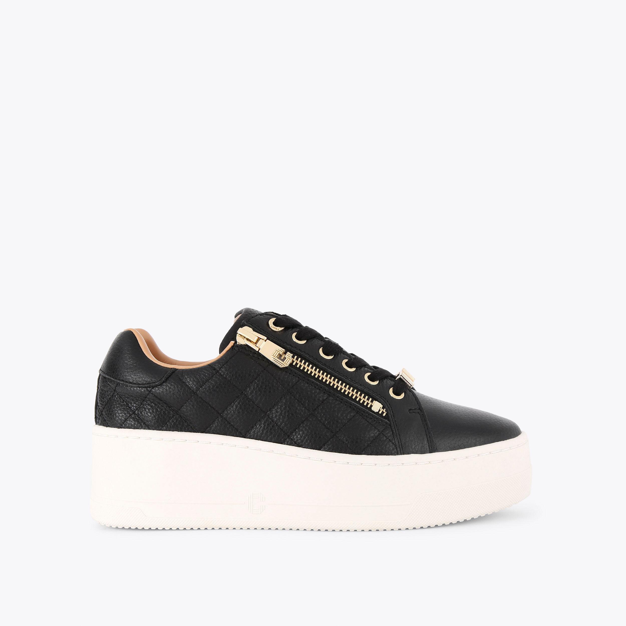 CONNECTED ZIP Black Leather Trainers by CARVELA