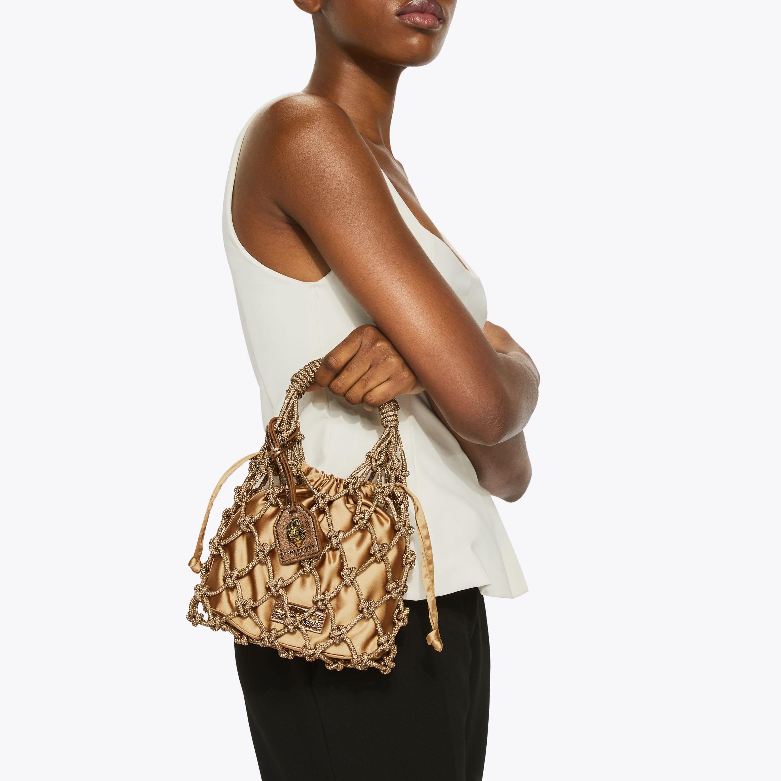 SM MACRAME CRYSTAL BAG Bronze Grab Bag by KURT GEIGER LONDON