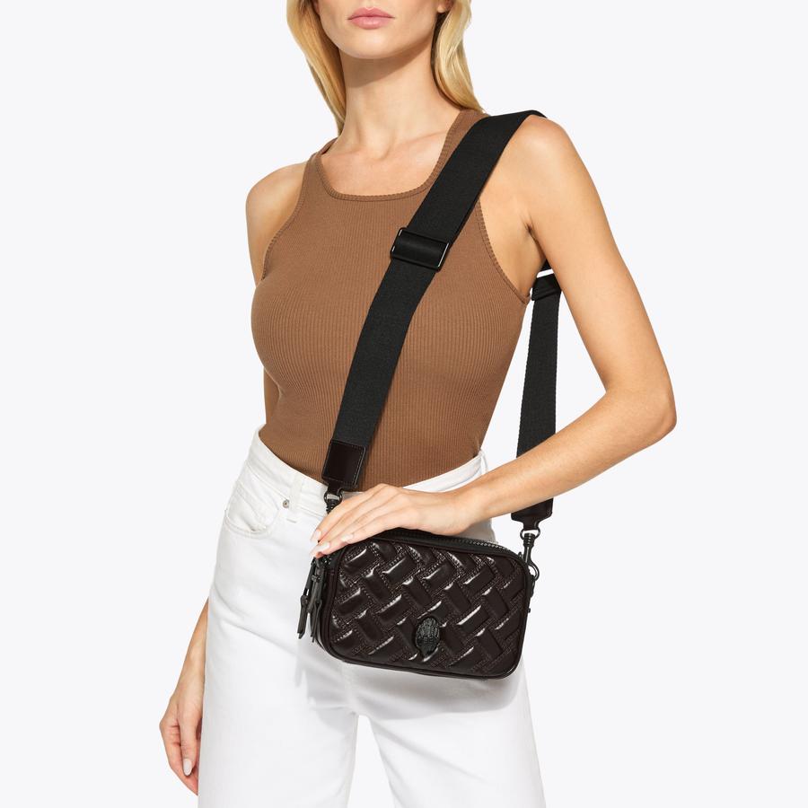 QTODOWN 2パック 2ZIP KENSINGTON CAMERA Lambskin Leather Kensington Camera Bag by