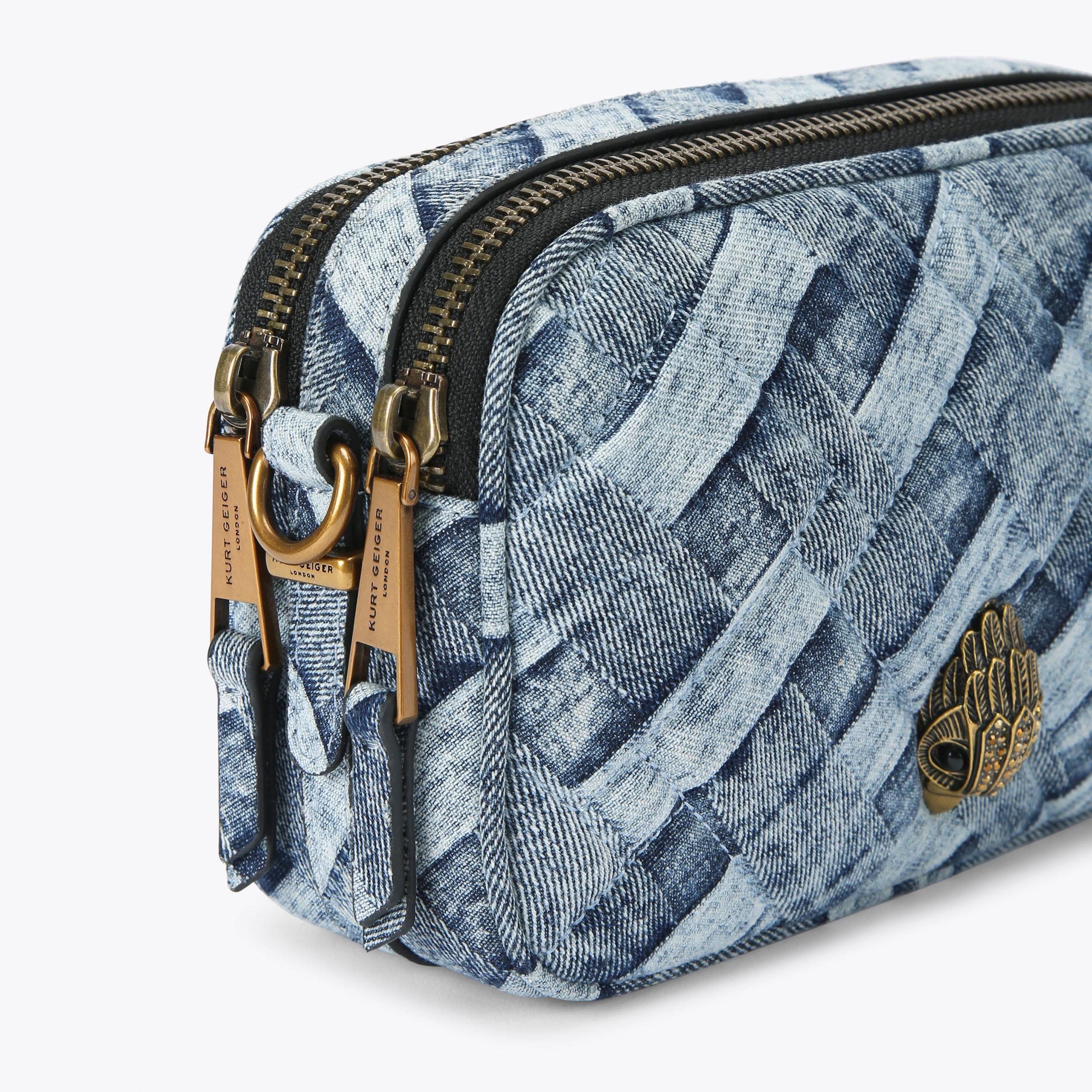 2ZIP KENSINGTON CAMERA Denim Weave Camera Purse by KURT GEIGER LONDON