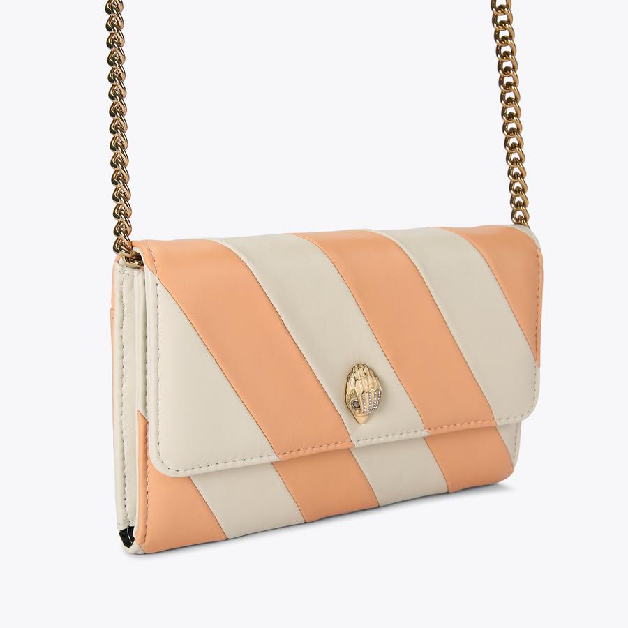 KENSINGTON CHAIN WALLET L Pale Pink Striped Wallet On Chain by KURT GEIGER LONDON