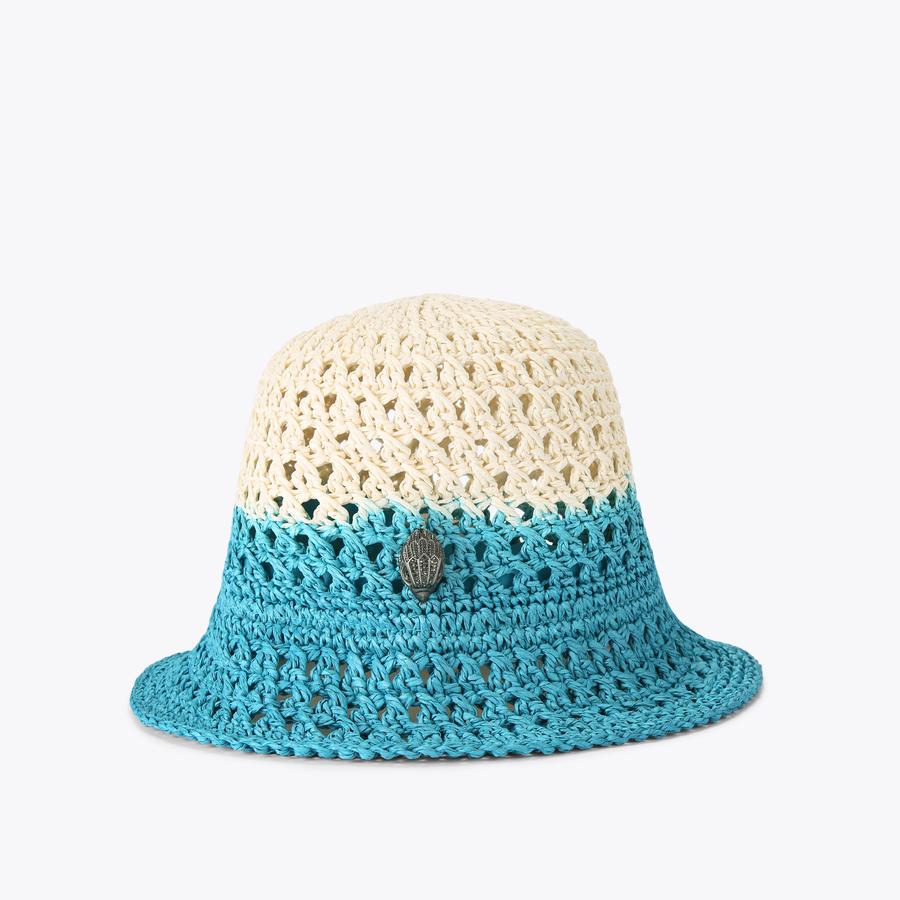 New Kurt Geiger Crochet Straw Bucket Hat One Size STRAW BUCKET HAT Rainbow Straw Bucket Hat by KURT GEIGER LONDON main image 3