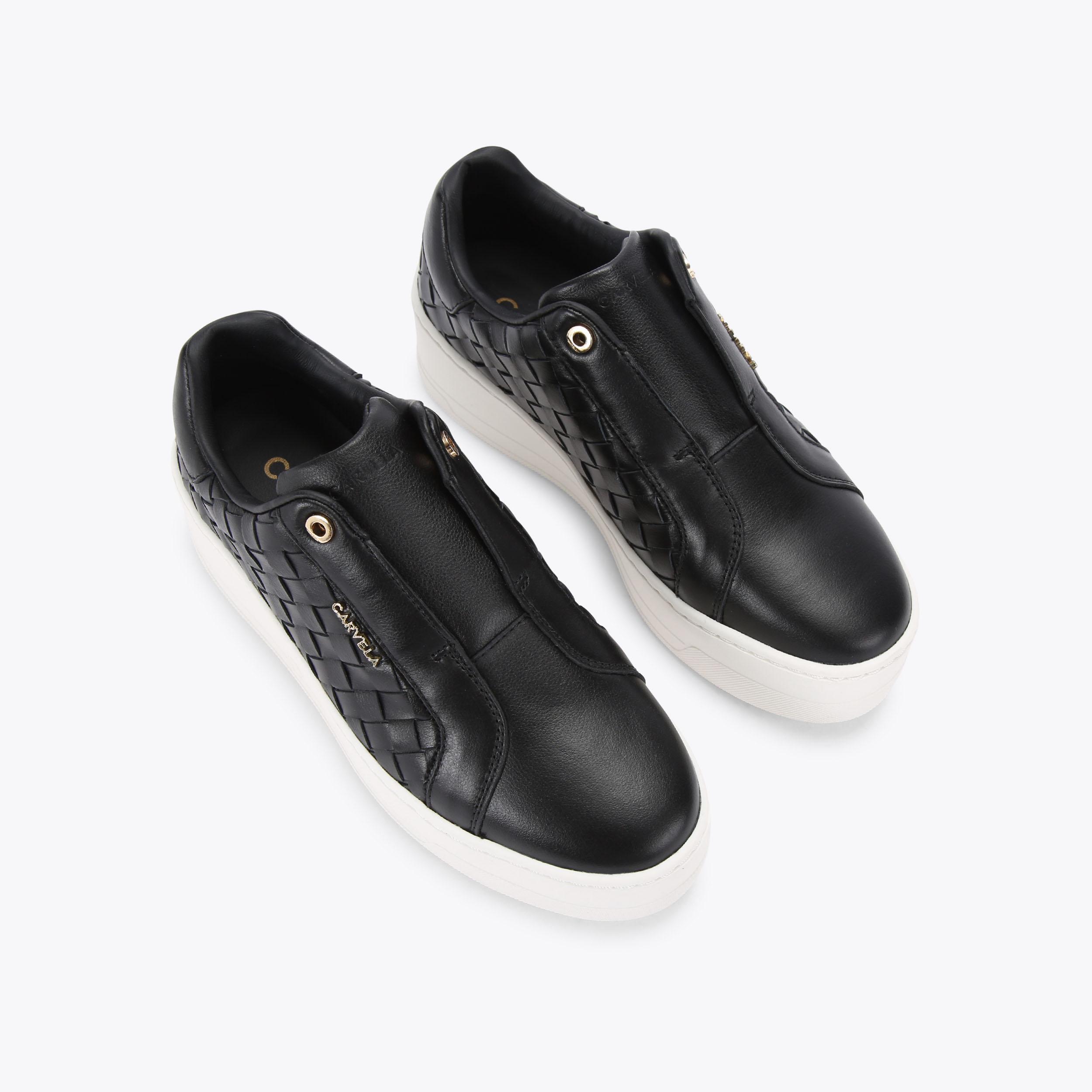 Carvela Womens All Black Leather Trainers Buy Carvela Black