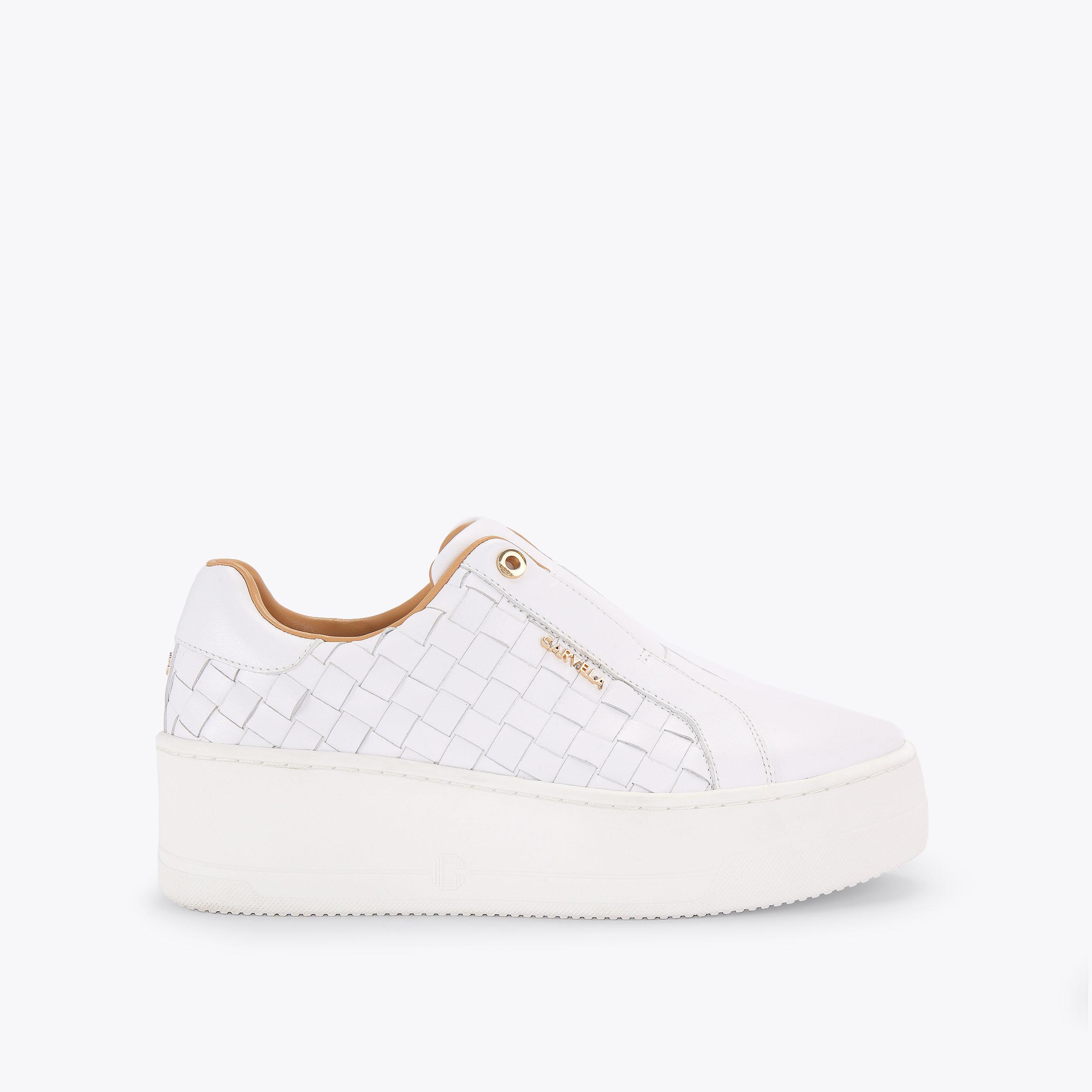 Shoes Carvela Trainers Sale CONNECTED LACELESS WEAVE White Woven