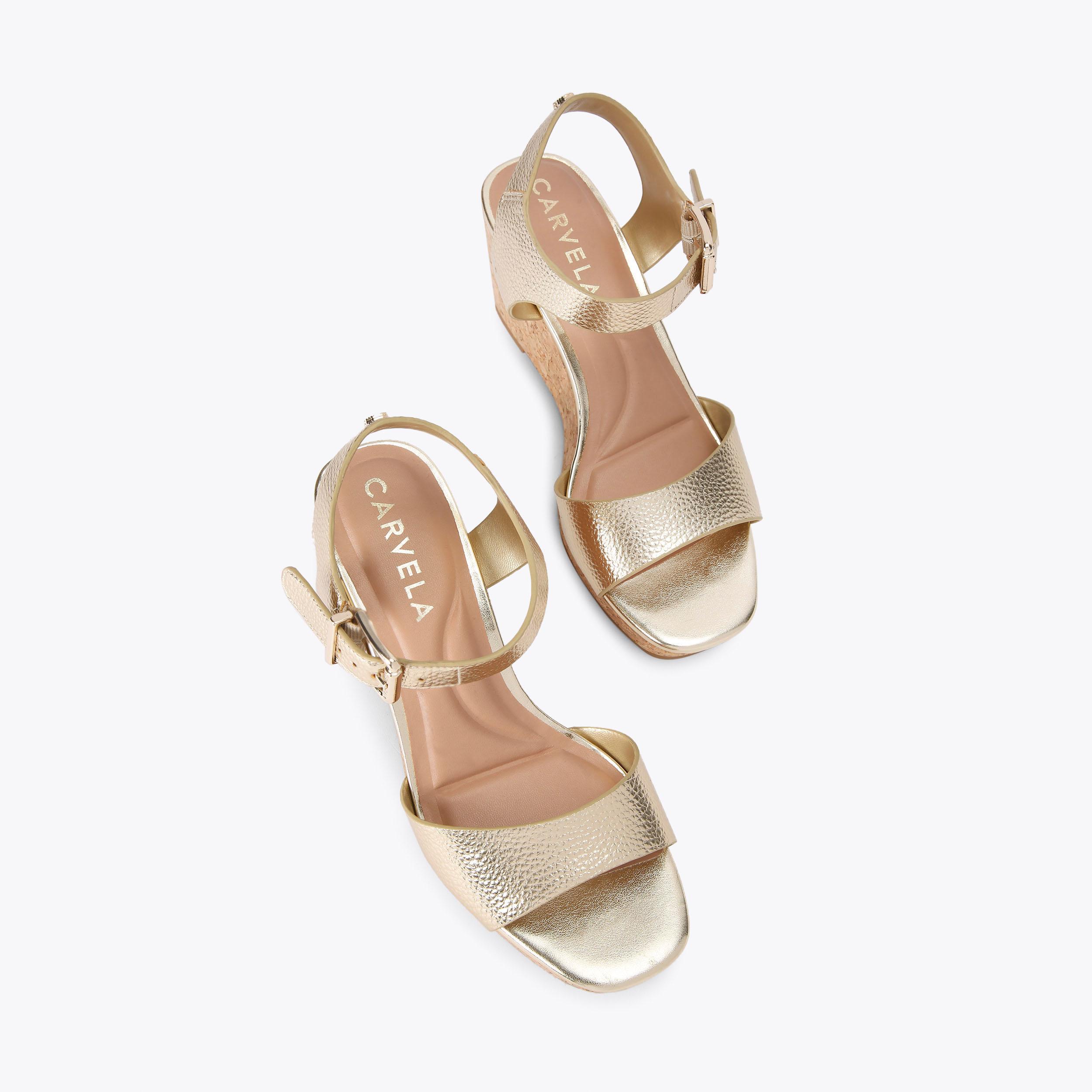 SADIE WEDGE Gold Metallic Upper by CARVELA