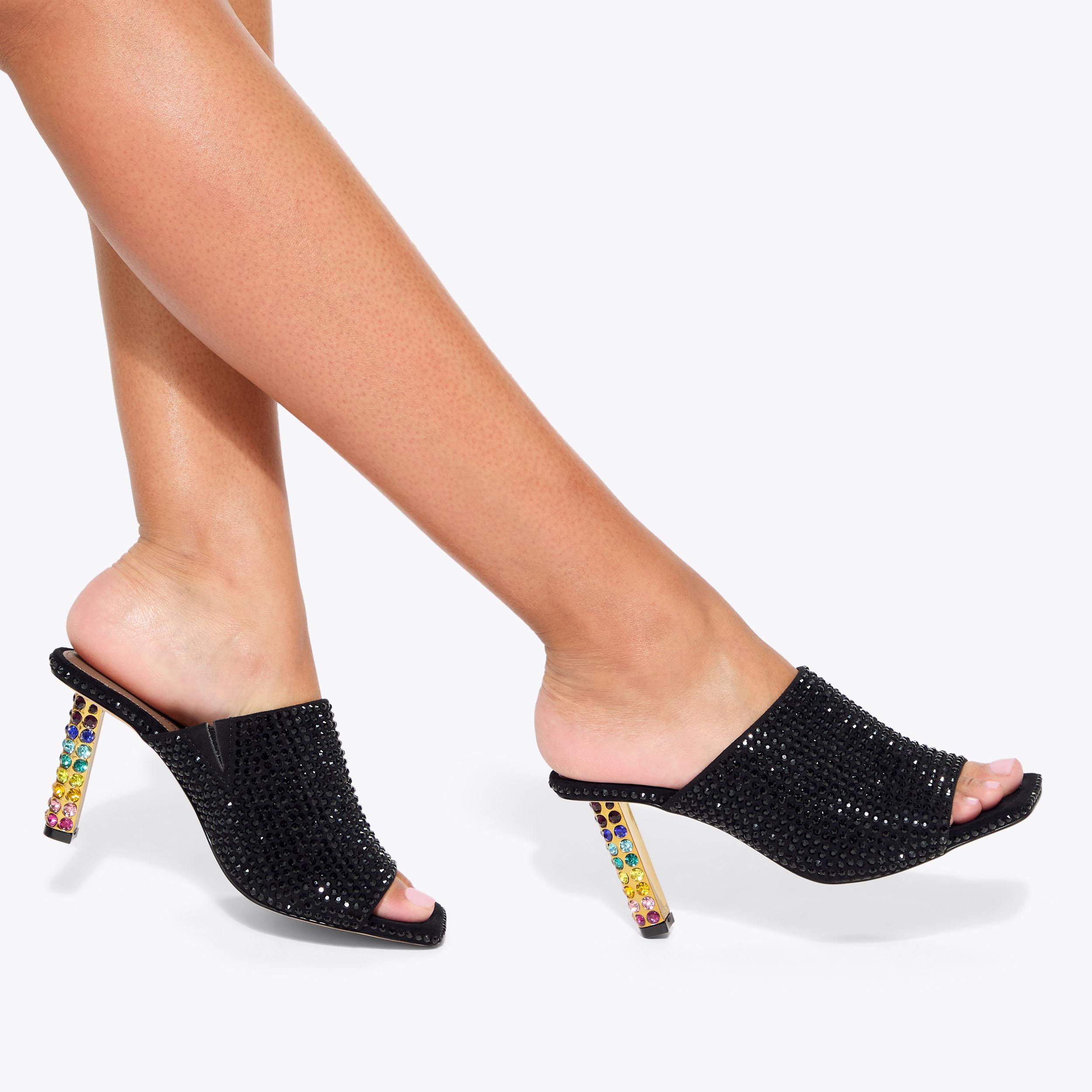 mayfair velvet high heeled mule sandals