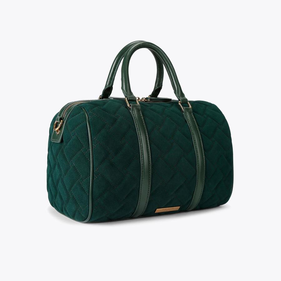 KENSINGTON BOSTON Dark Green Suede Boston Purse by KURT GEIGER LONDON