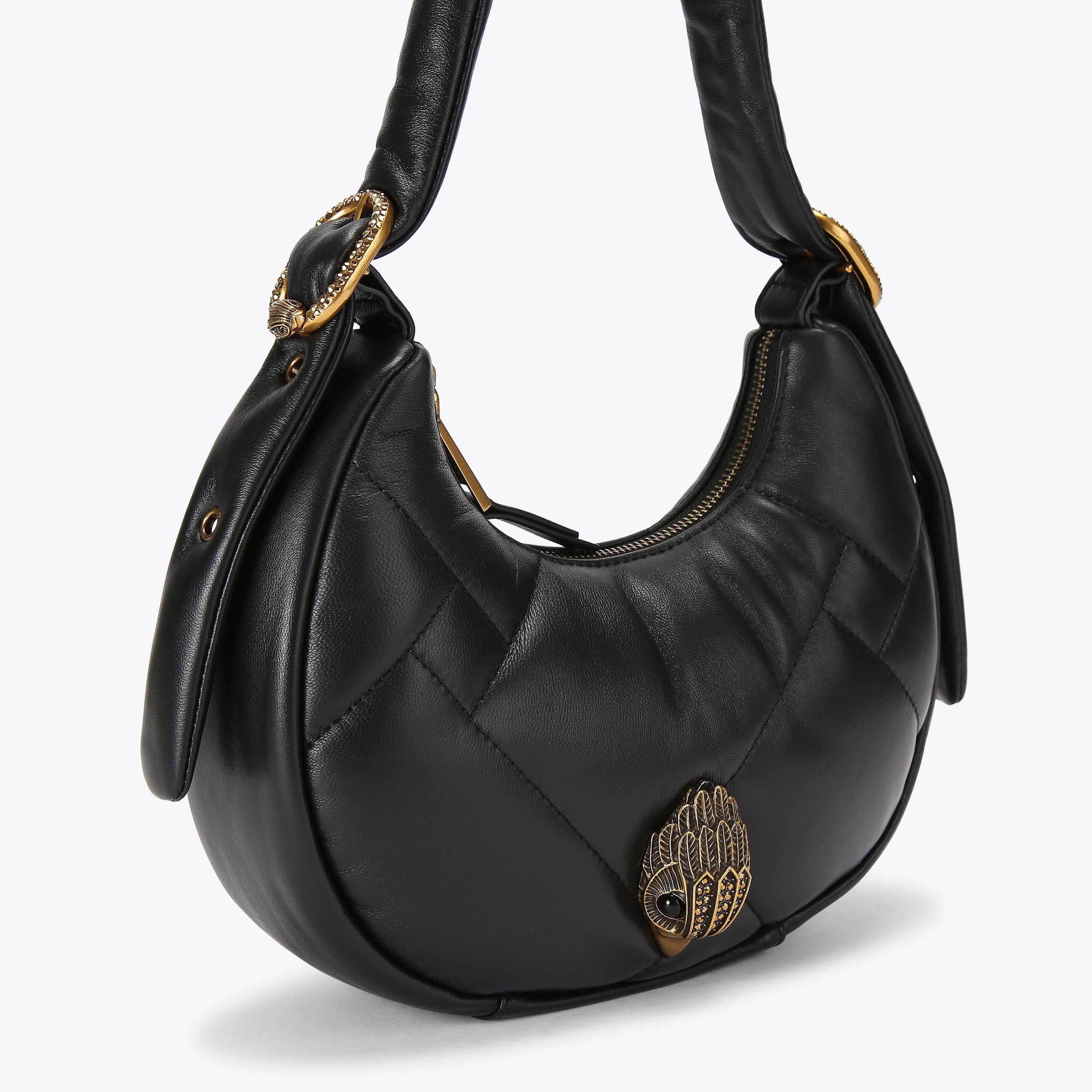 KENSINGTON PUFF SM HOBO Black Leather Shoulder Purse by KURT GEIGER LONDON