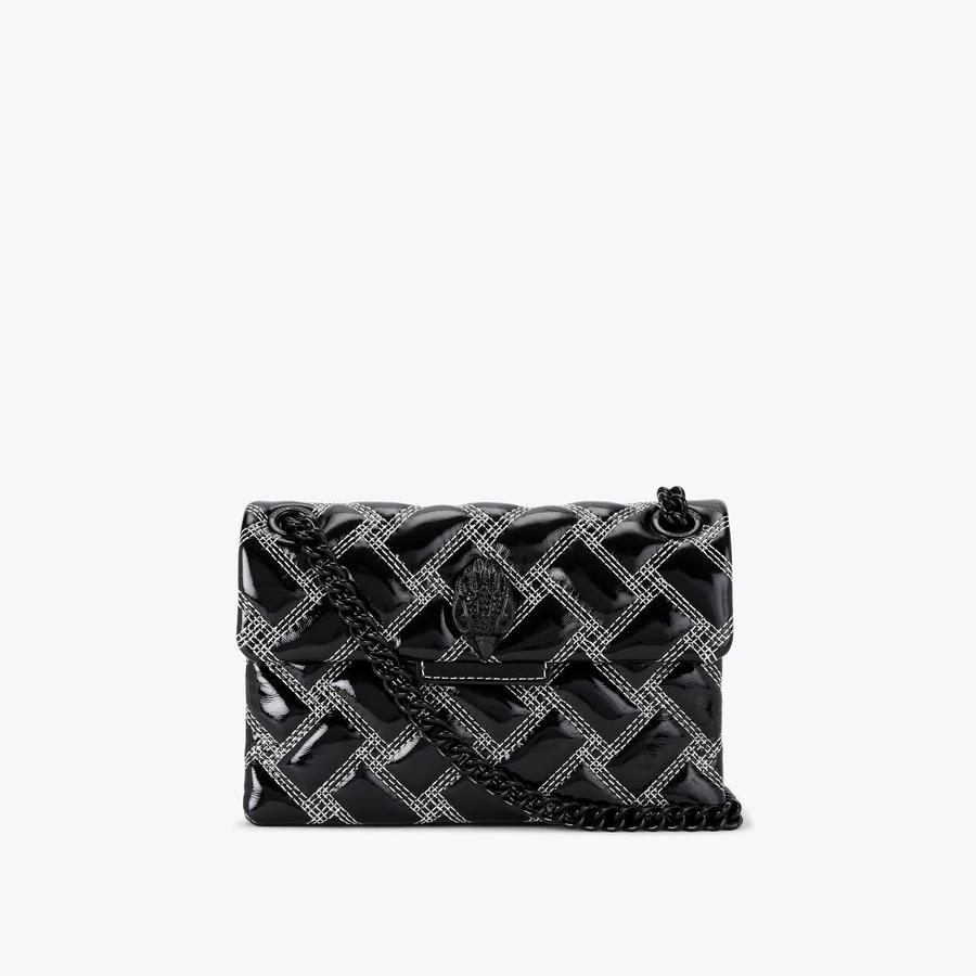 MINI KENSINGTON DRENCH Black White Stitch Cross Body Purse by KURT GEIGER LONDON