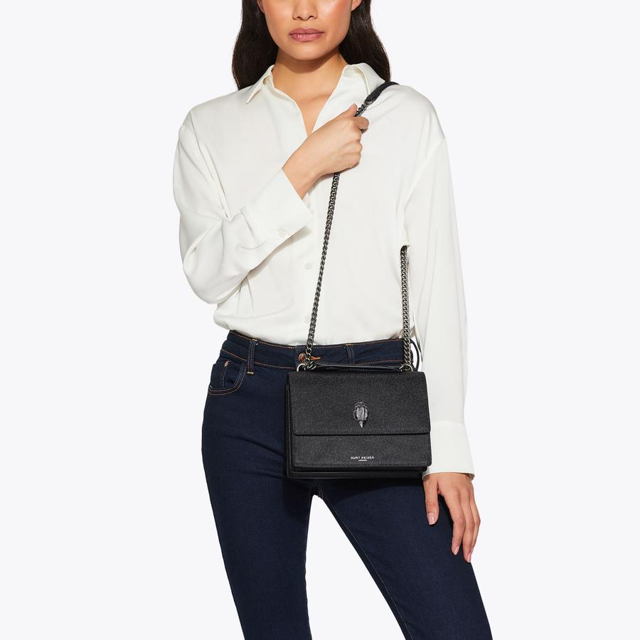 SHOREDITCH CROSS BODY Black Caviar Leather Cross Body Purse by