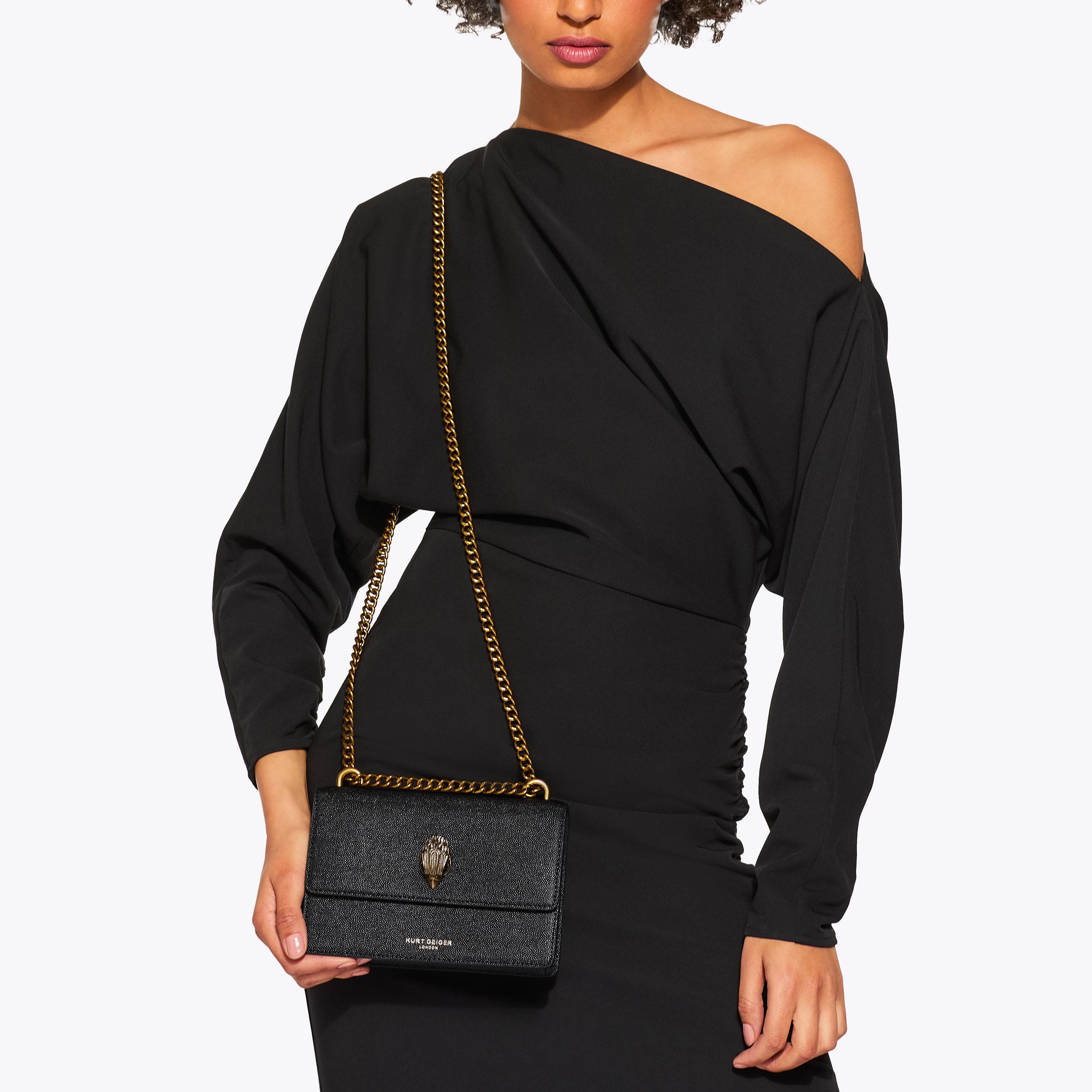 SHOREDITCH SM CROSS BODY Black Caviar Leather Mini Cross Body