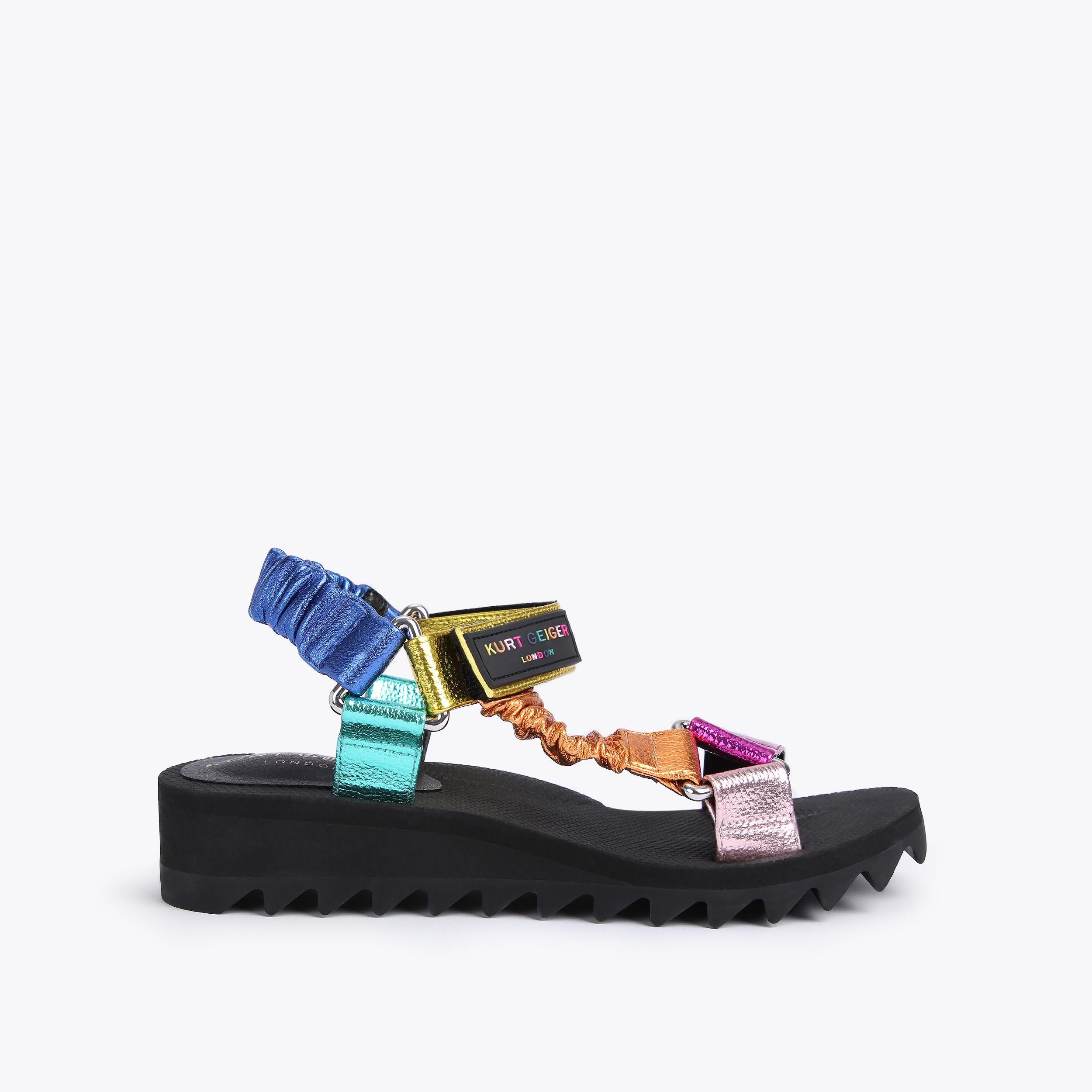 ORION Rainbow Metallic Velcro Strap Sandals by KURT GEIGER  display picture 1