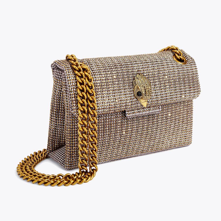 Kurt Geiger London Women s Cross Body Bag Beige Fabric Mini Kensington