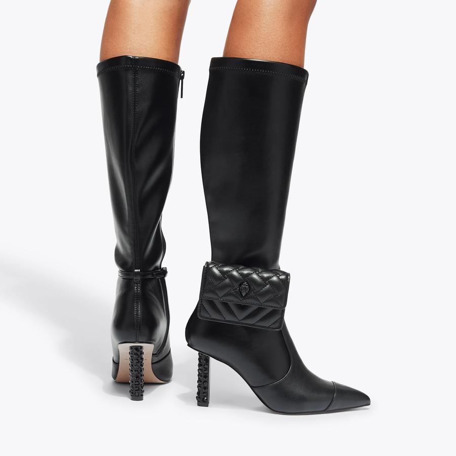 ANKLE BAG KNEE BOOT Black Leather Ankle Boot by KURT GEIGER LONDON