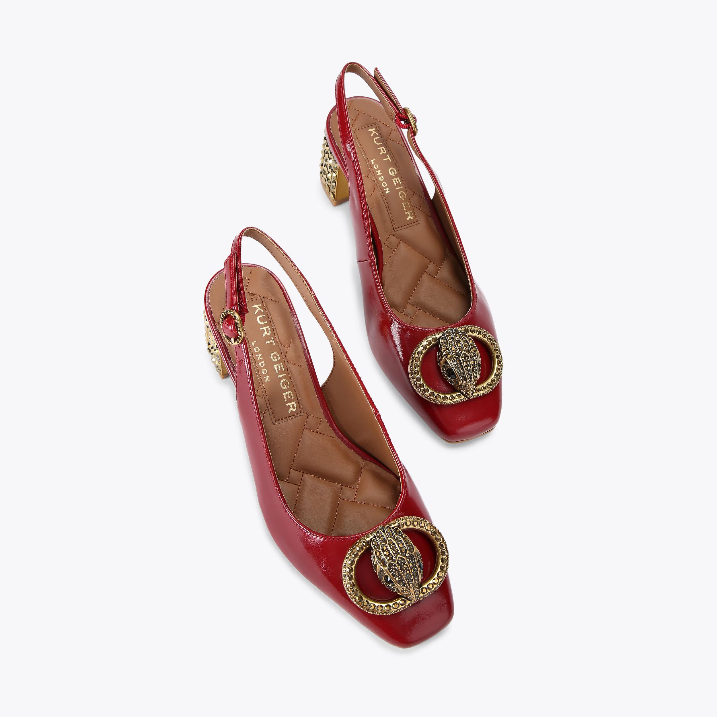 CHELSEA BLOCK SLINGBACK Red Patent Block Heel by KURT GEIGER LONDON