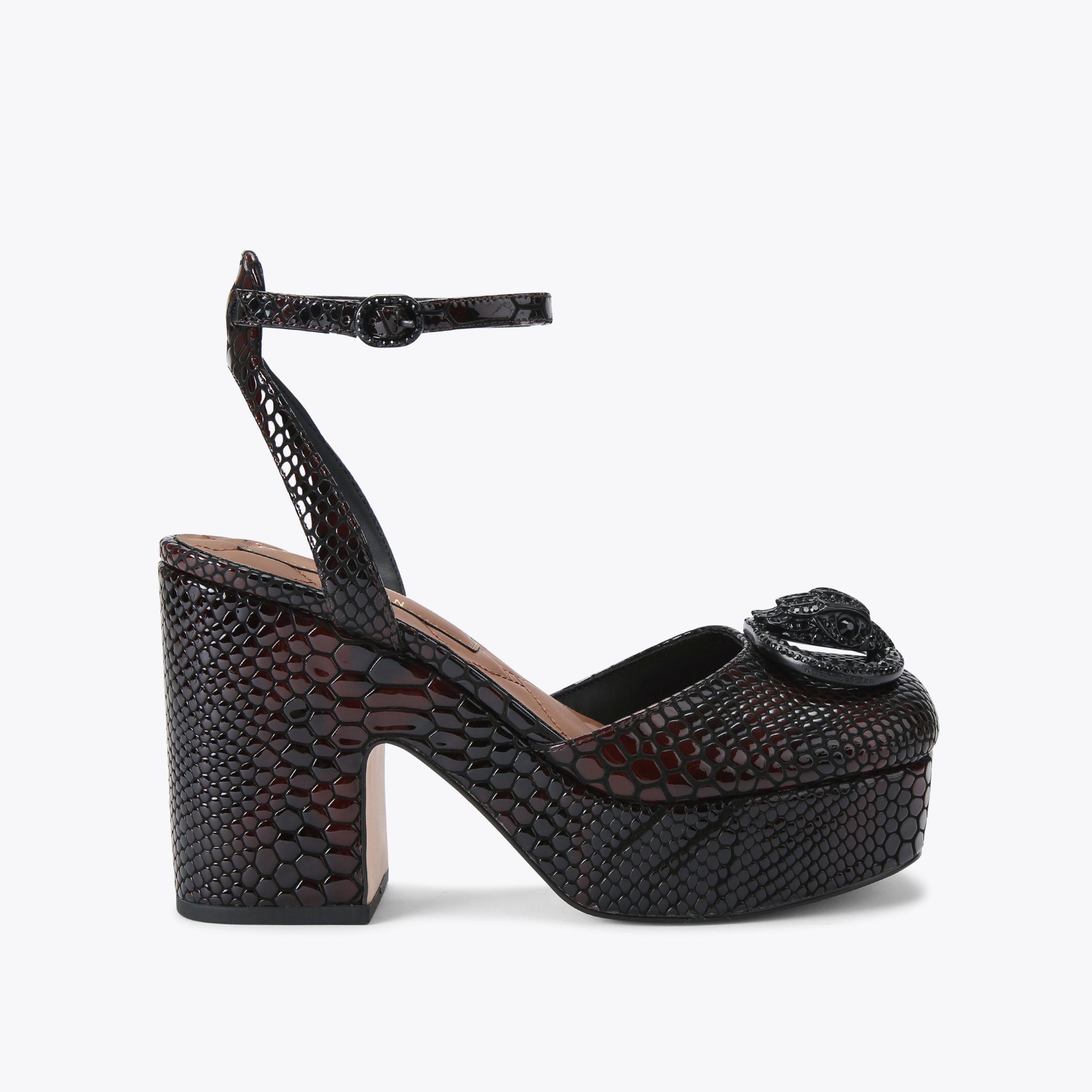 CHELSEA CLOSED PLATFORM Black Lizard Platform Heel by KURT GEIGER LONDON