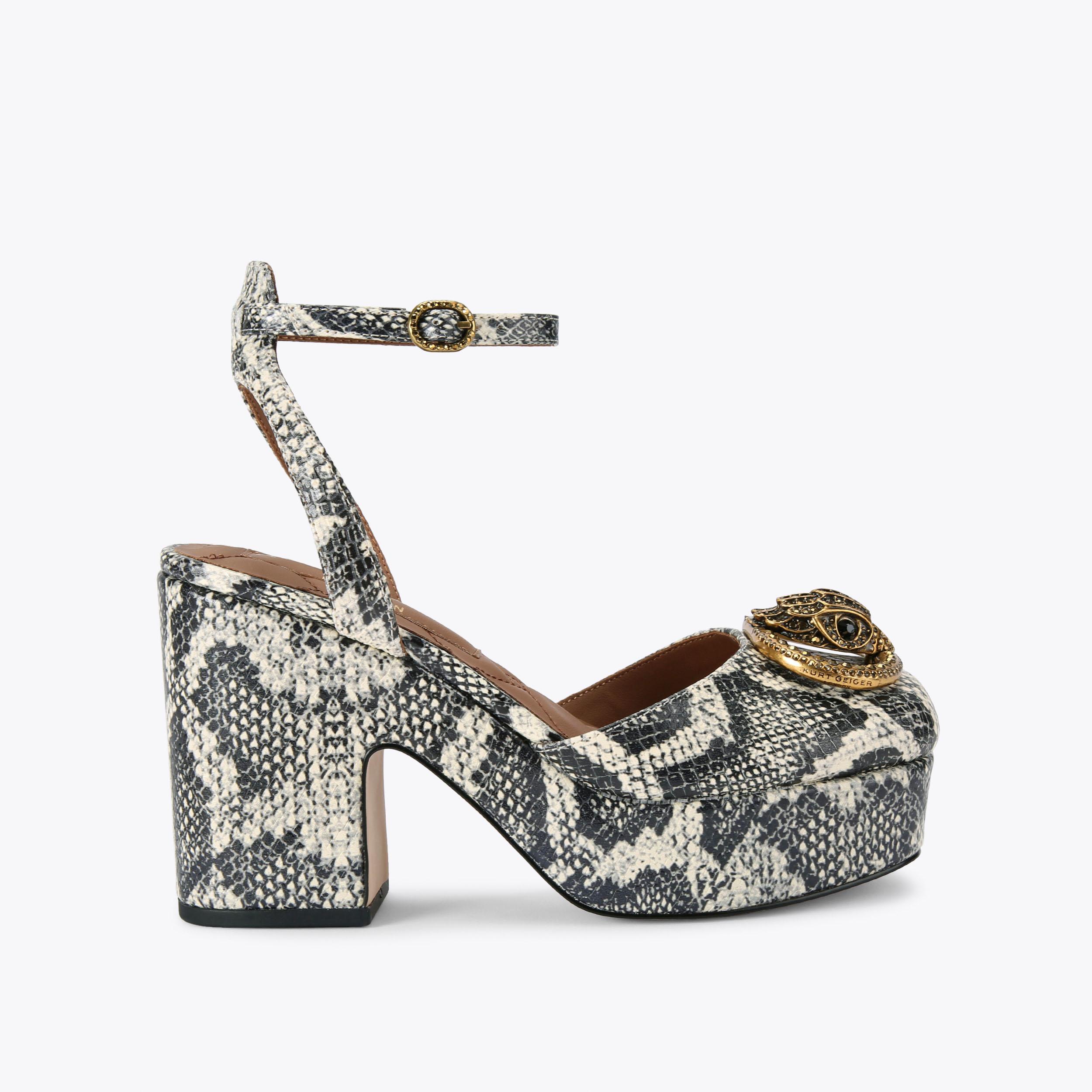 CHELSEA CLOSED PLATFORM Snake Print Heel by KURT GEIGER LONDON