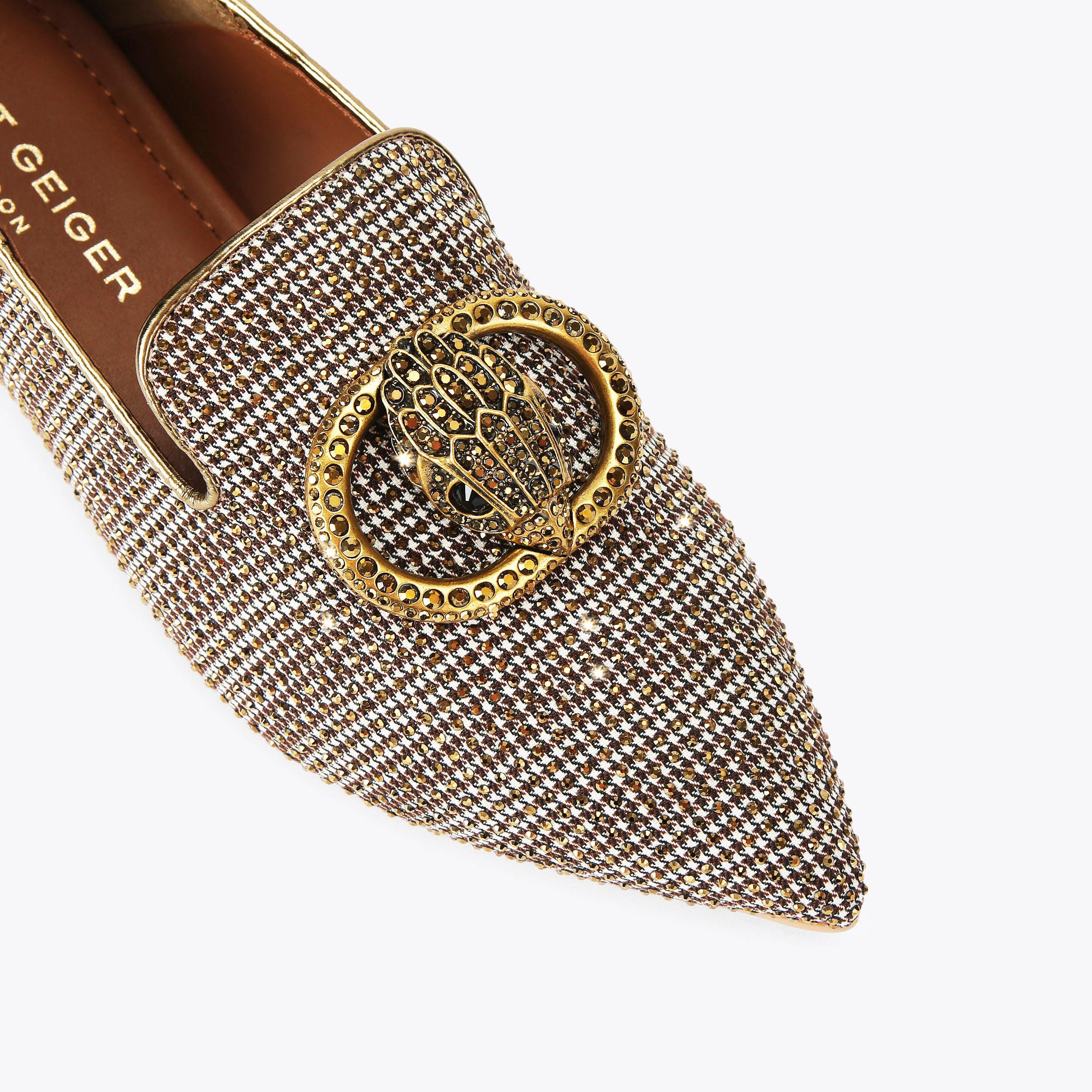 CHELSEA POINT SLIP ON Beige Houndstooth Slip On Shoe by KURT