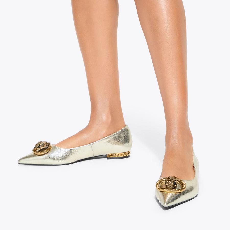 CHELSEA POINT FLAT Gold Ballet Flat by KURT GEIGER LONDON