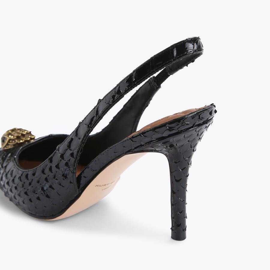 BELGRAVIA HIGH SLING Lizard Black Slingback Heel by KURT GEIGER LONDON