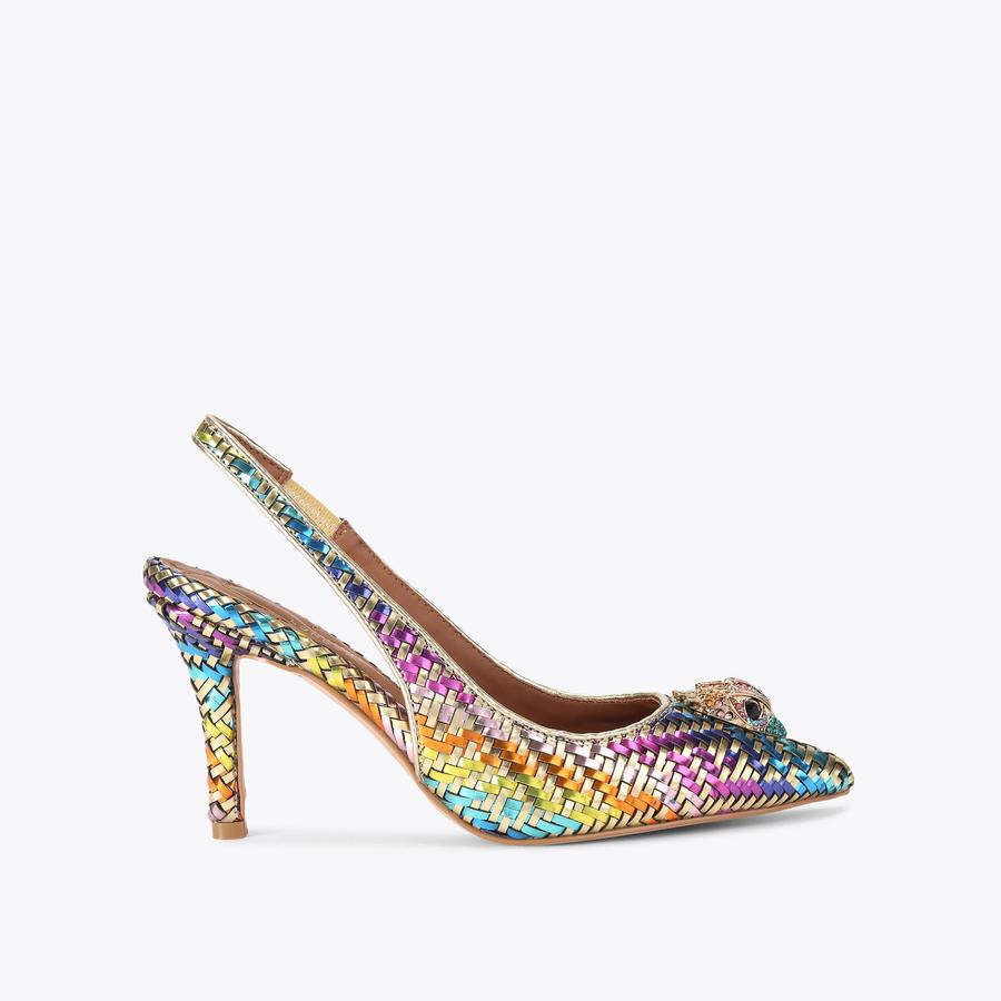 BELGRAVIA HIGH SLING Gold Multi Colour Heel by KURT GEIGER LONDON