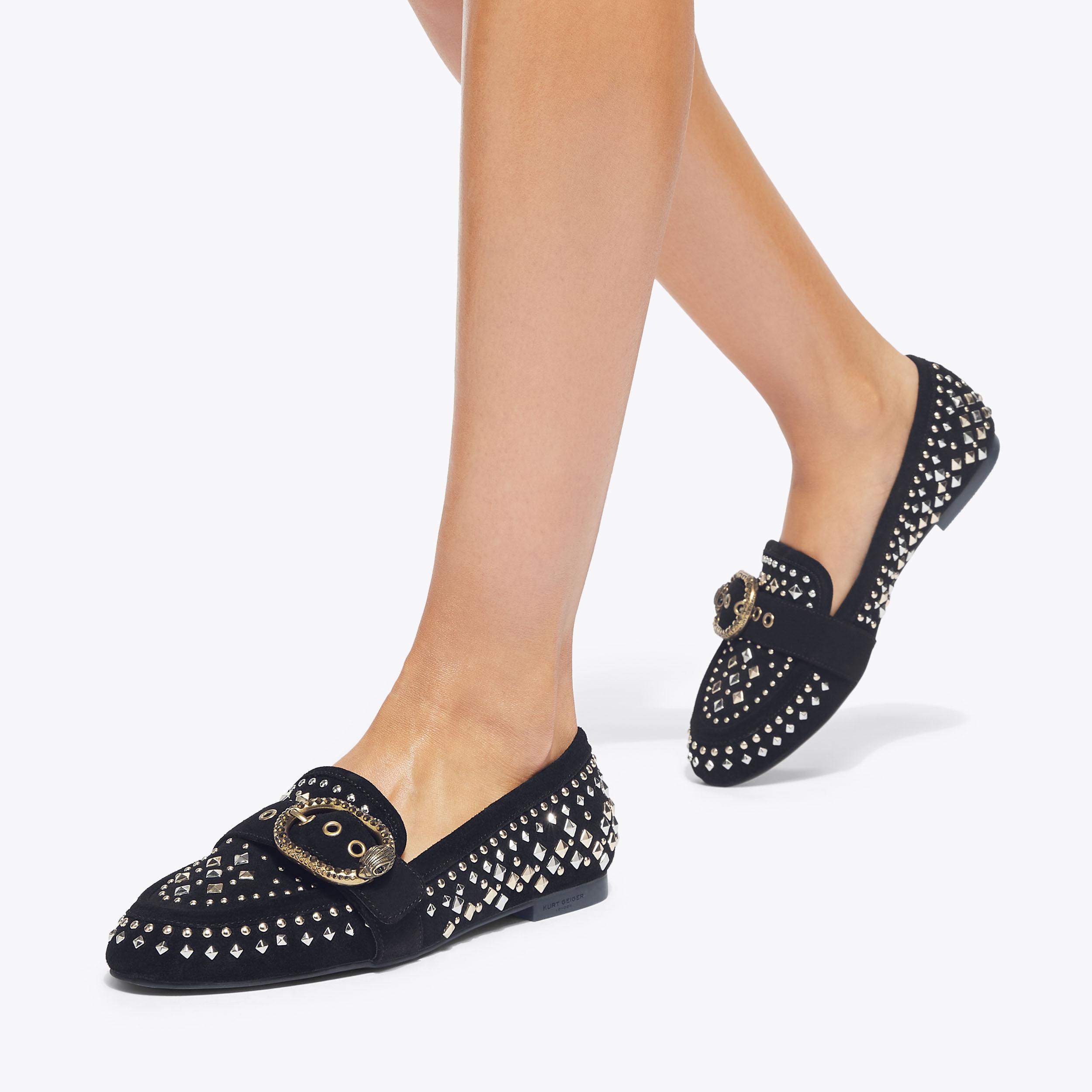 MAYFAIR STUD LOAFER black loafers with studs by KURT GEIGER LONDON