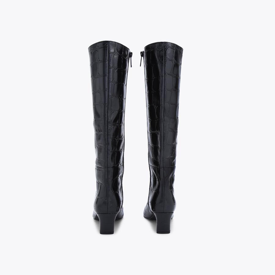 REGENT KNEE BOOT Black Croc Knee High Boot by KURT GEIGER LONDON