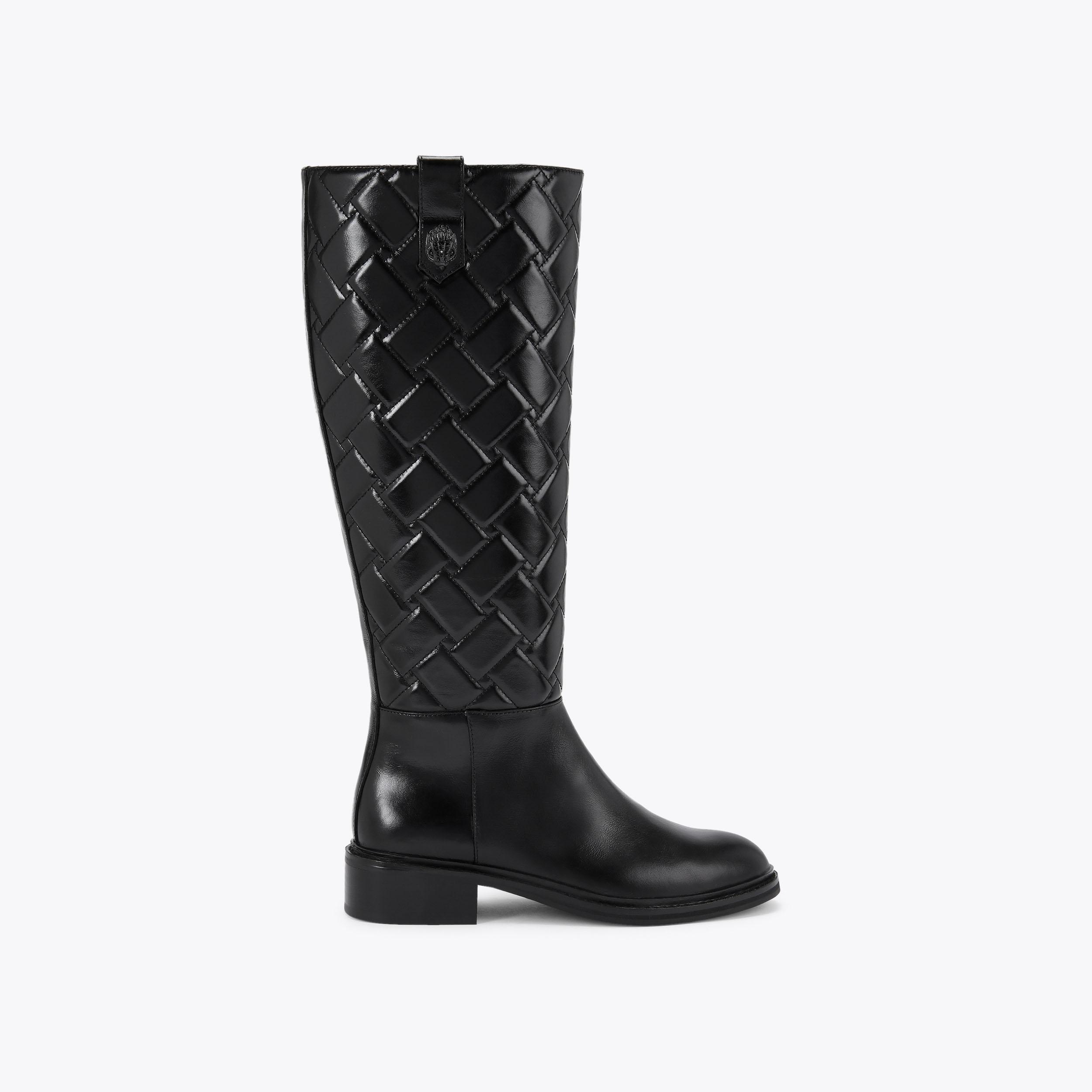 KENSINGTON QUILT HIGH LEG Black Quilted Leather Knee High Boot by KURT GEIGER LONDON