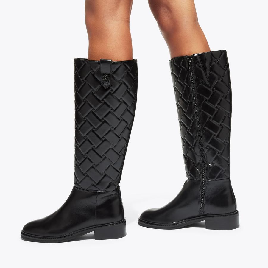 Kurt Geiger Women s Boots Black Leather Quilted Kensington