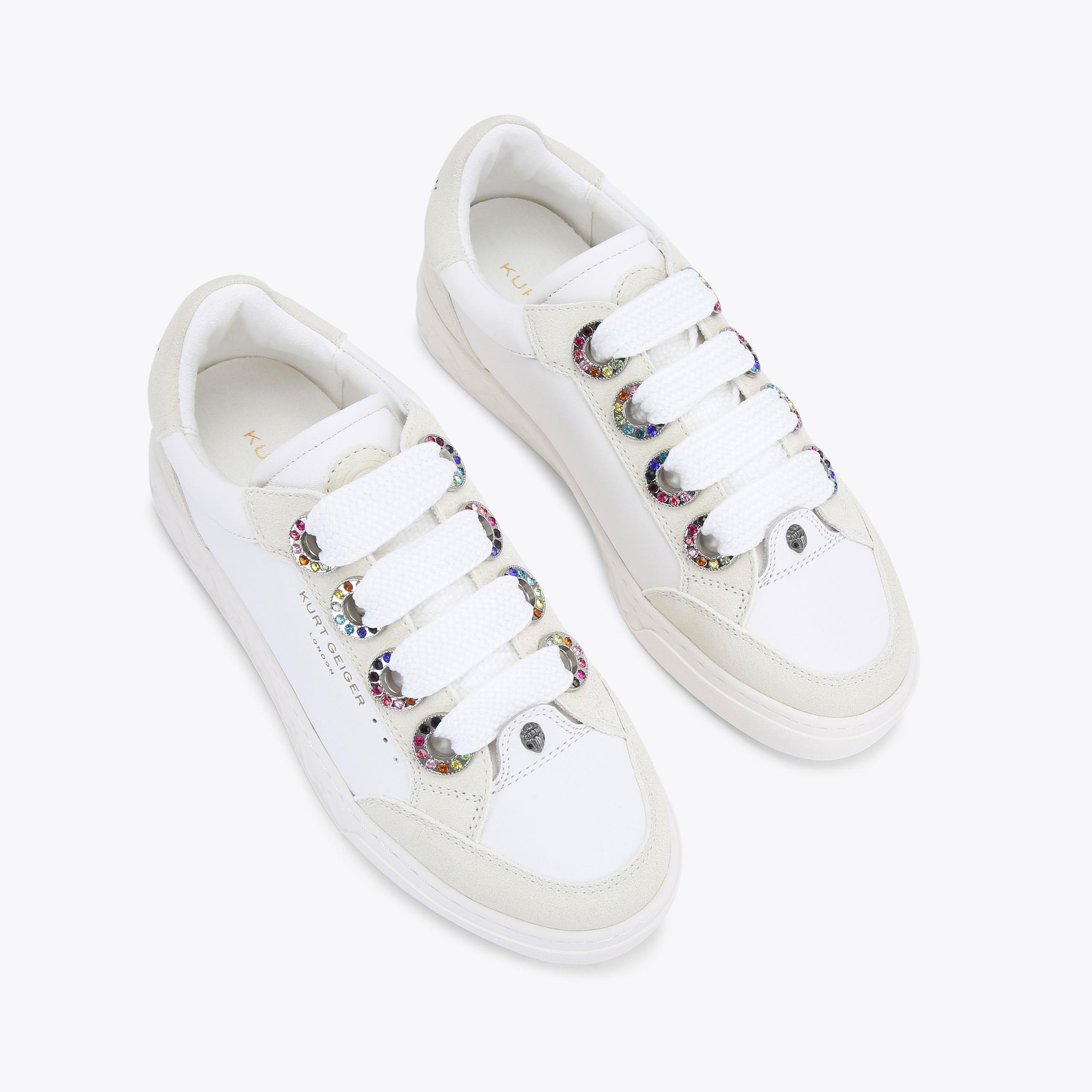 Slim white leather sneakers clearance
