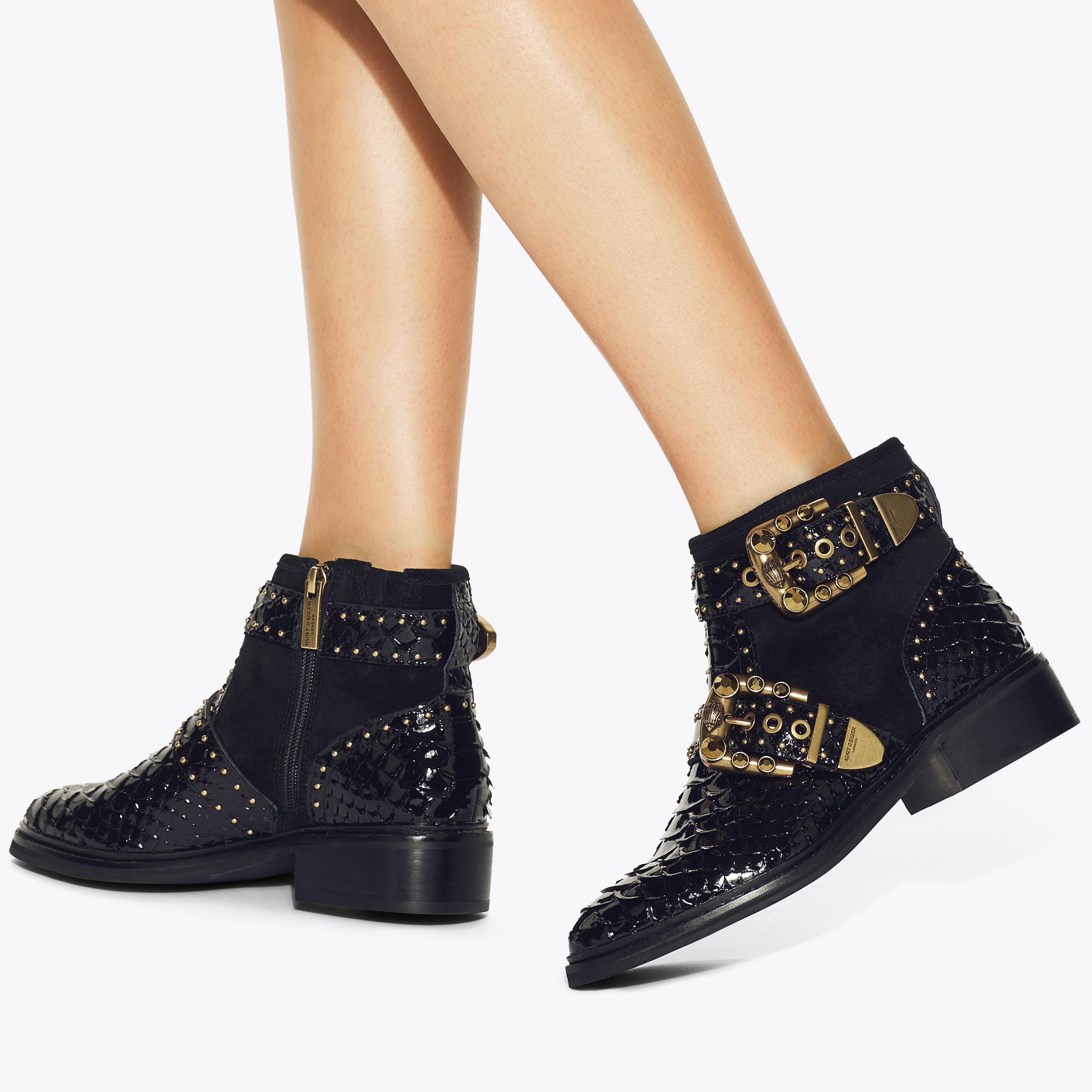 MADDOX ANKLE BOOTIE Black Python Ankle Boot by KURT GEIGER LONDON