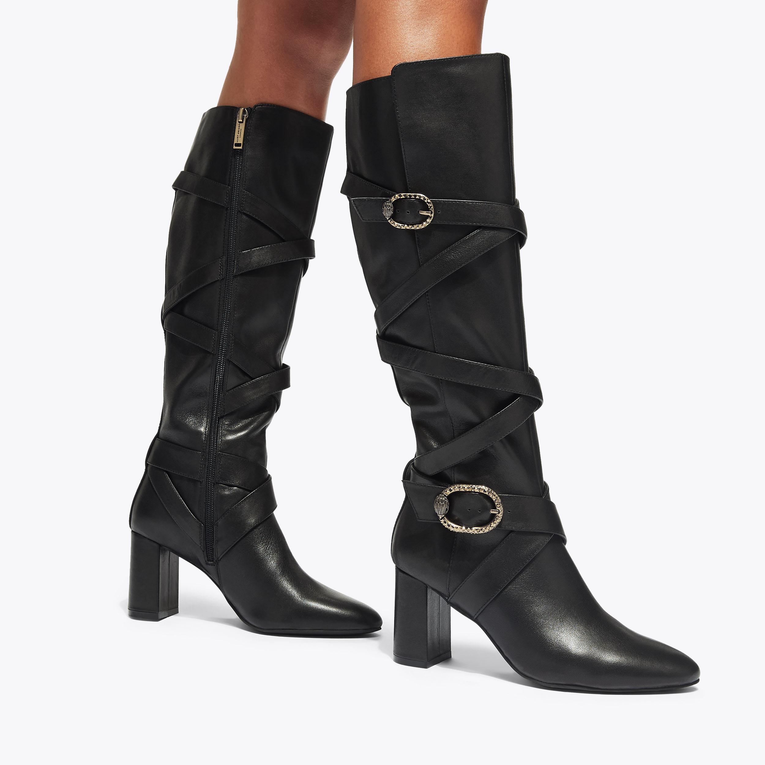 Strappy knee high boots hot sale