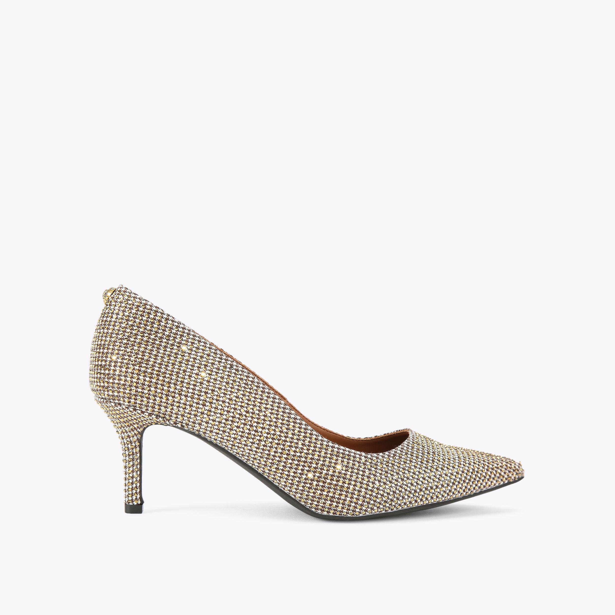 KENSINGTON FLEXI 65 Beige Houndstooth Court Heel by KURT GEIGER LONDON