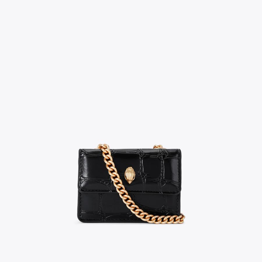 MICRO KENSINGTON Black Croc Embossed Micro Purse by KURT GEIGER LONDON