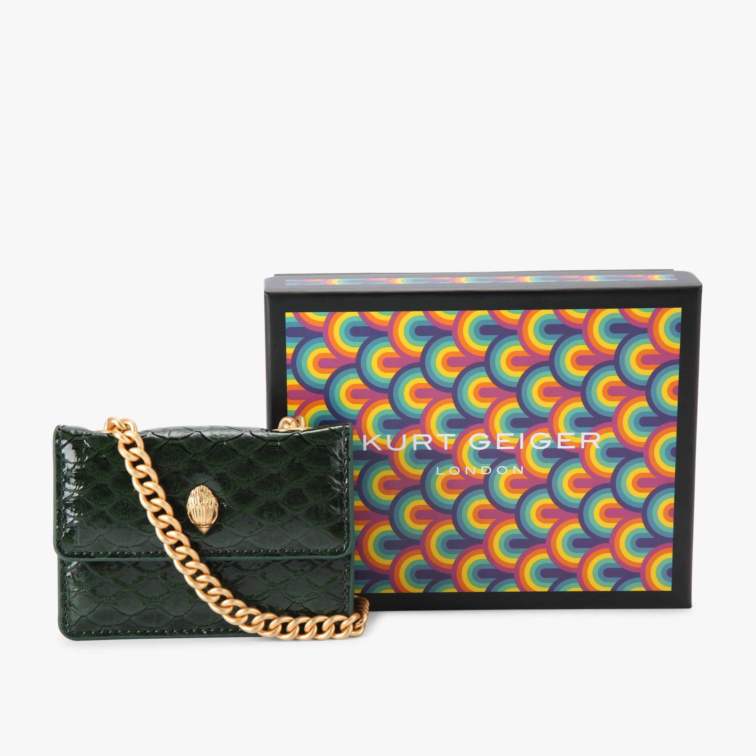 MICRO KENSINGTON Black Croc Embossed Micro Purse by KURT GEIGER LONDON