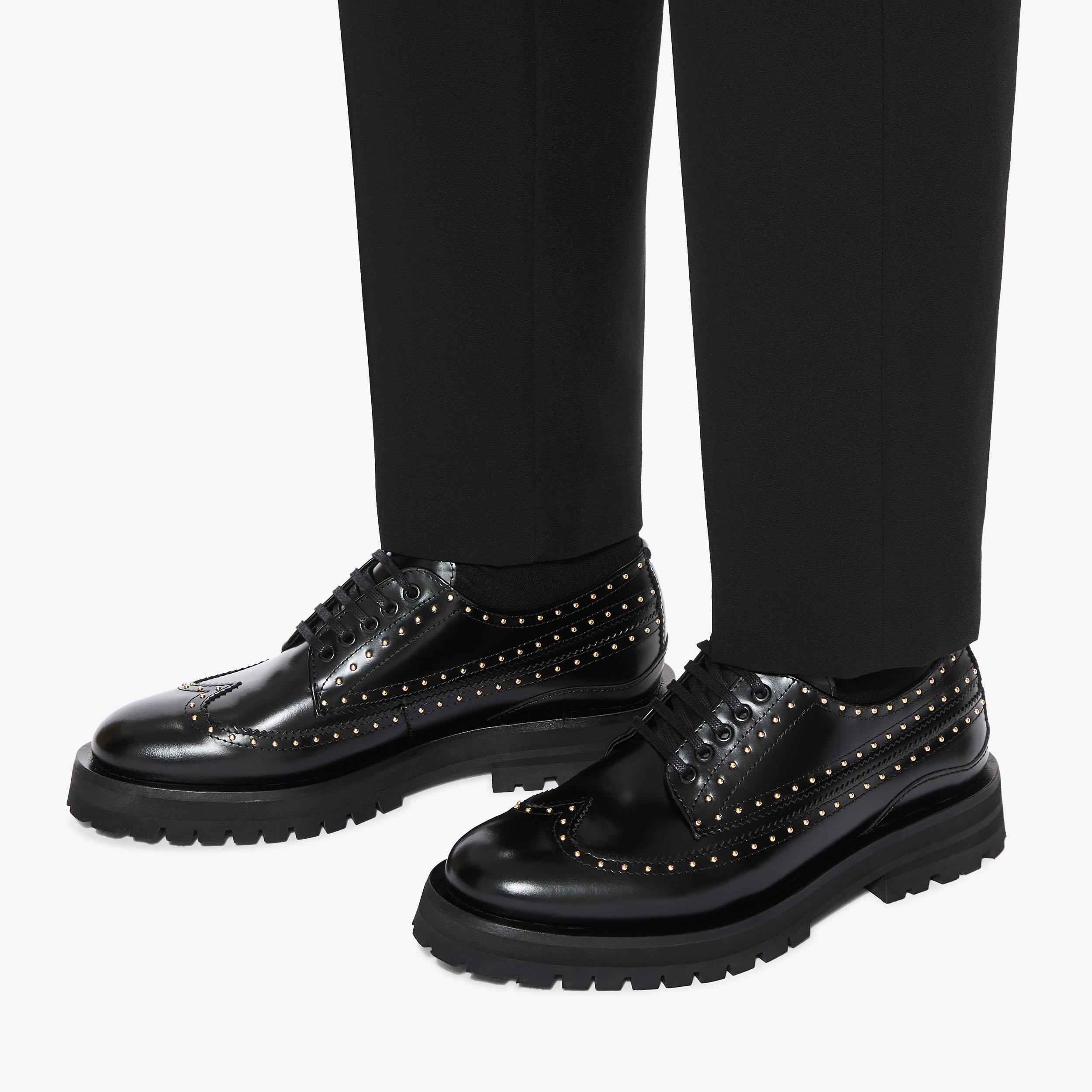 DRAYTON STUD Black Leather Lace Up Brogue by KURT GEIGER LONDON